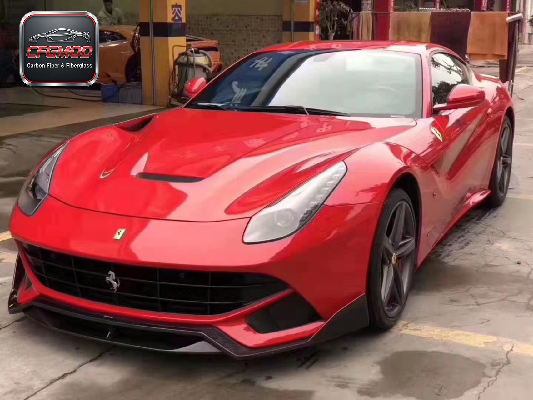For Ferrari F12 Berlinetta 2012-2017 DMC Style Carbon Fiber Hood Vent Insert Trim — 3