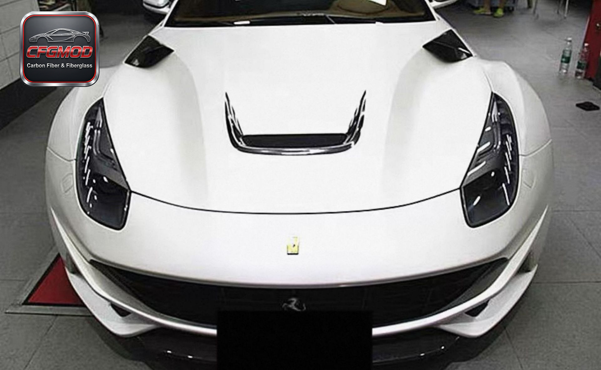 For Ferrari F12 Berlinetta 2012-2017 DMC Style Carbon Fiber Hood Vent Insert Trim — 5