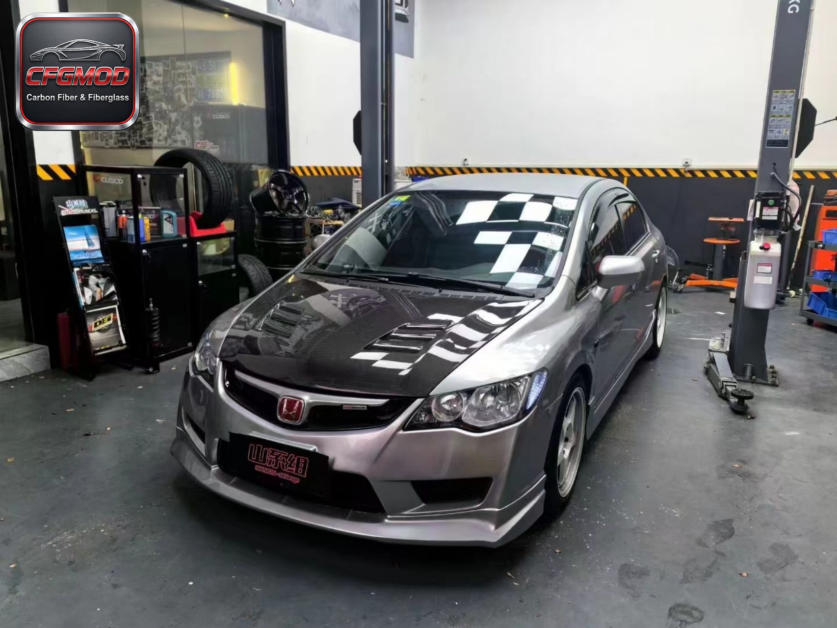 Vented Style Carbon Fiber Engine Hood Bonnet for Honda Civic FD2 2005-2012 Type-R Front Hood Vent Lid Tuning Parts — 2