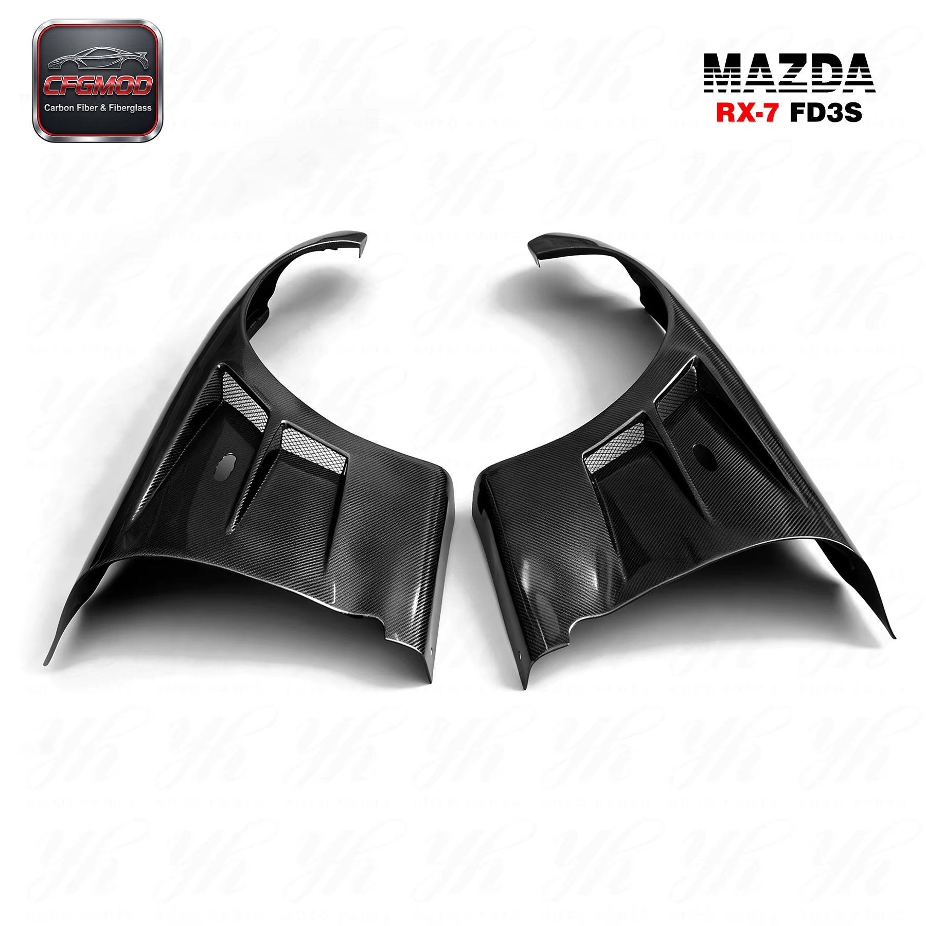 Auto Parts Black Carbon Fiber CF Bodykit for 1992-1997 RX7 FD3S BN-Sports Style Front Fenders +25mm — 1