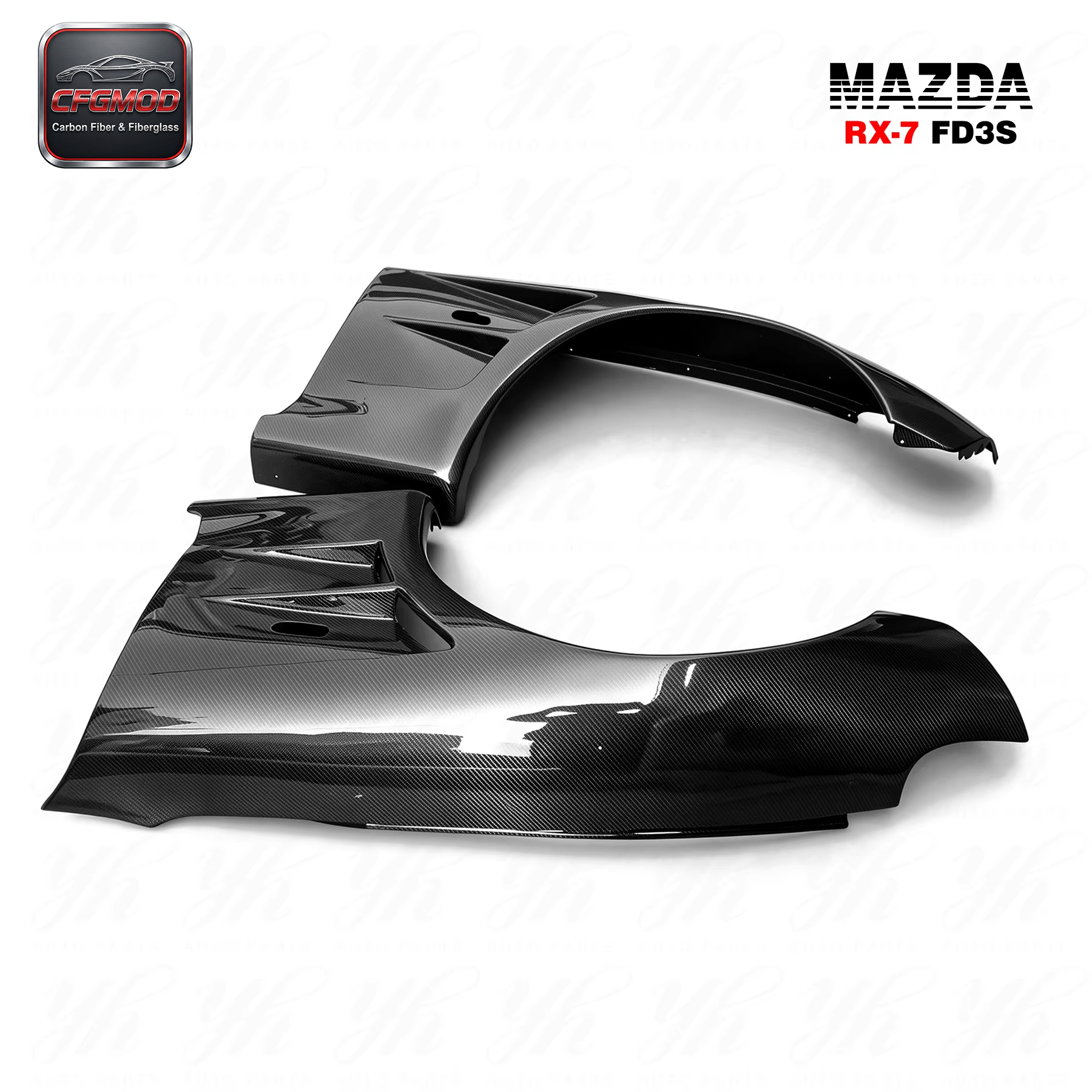 Auto Parts Black Carbon Fiber CF Bodykit for 1992-1997 RX7 FD3S BN-Sports Style Front Fenders +25mm — 2