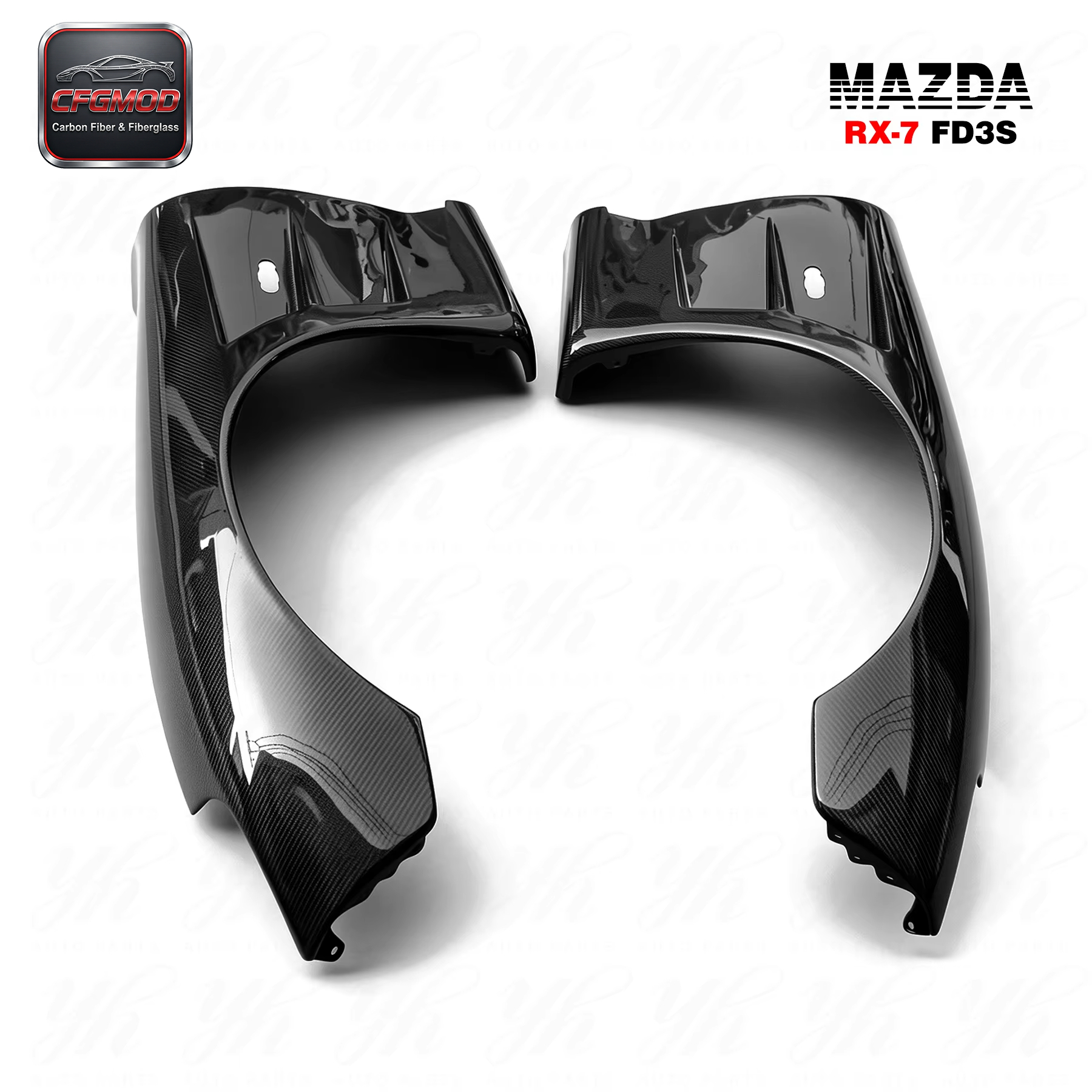 Auto Parts Black Carbon Fiber CF Bodykit for 1992-1997 RX7 FD3S BN-Sports Style Front Fenders +25mm — 3