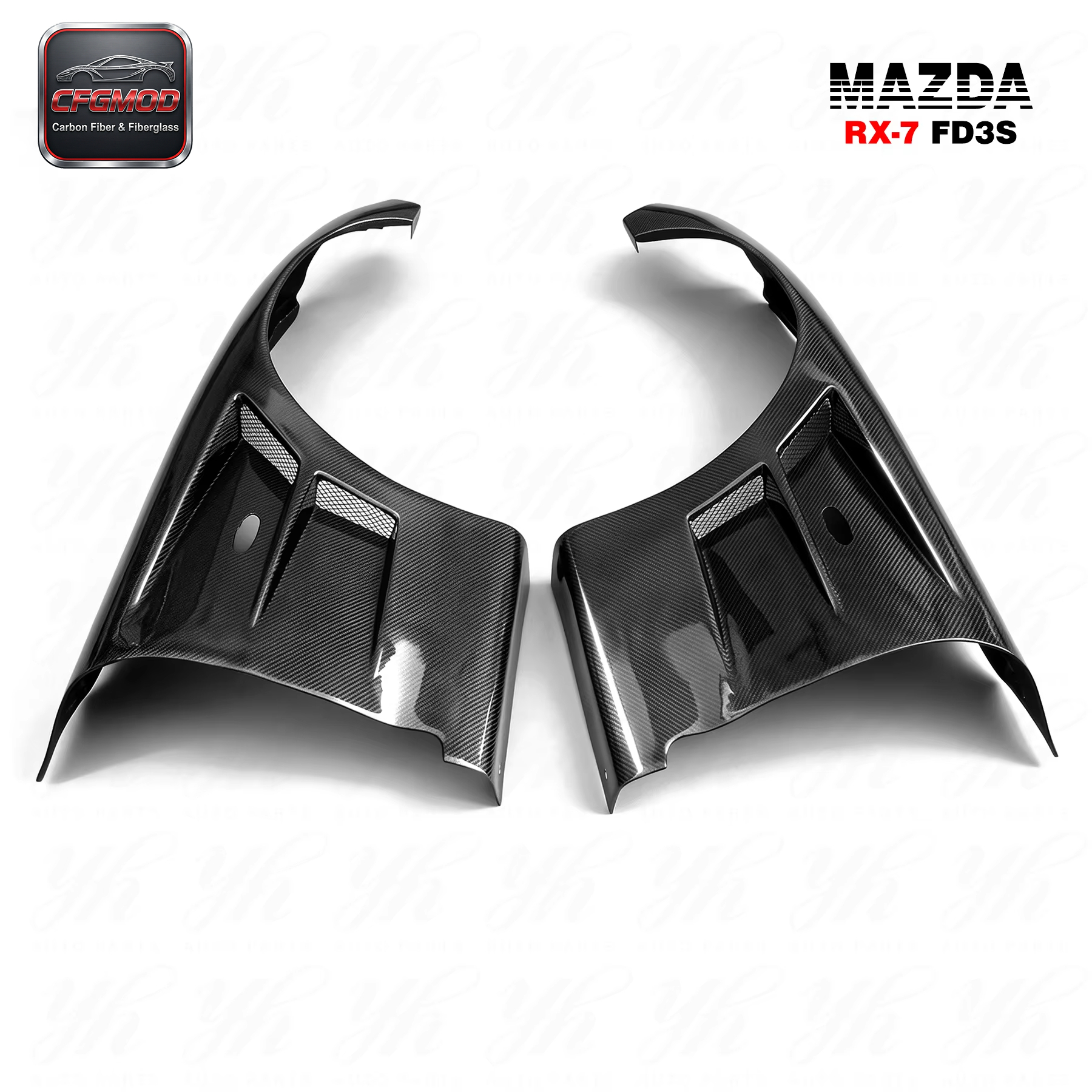 Auto Parts Black Carbon Fiber CF Bodykit for 1992-1997 RX7 FD3S BN-Sports Style Front Fenders +25mm — 4