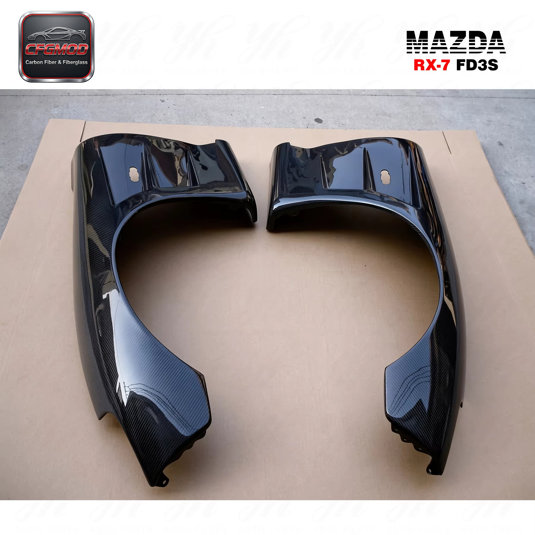Auto Parts Black Carbon Fiber CF Bodykit for 1992-1997 RX7 FD3S BN-Sports Style Front Fenders +25mm — 8
