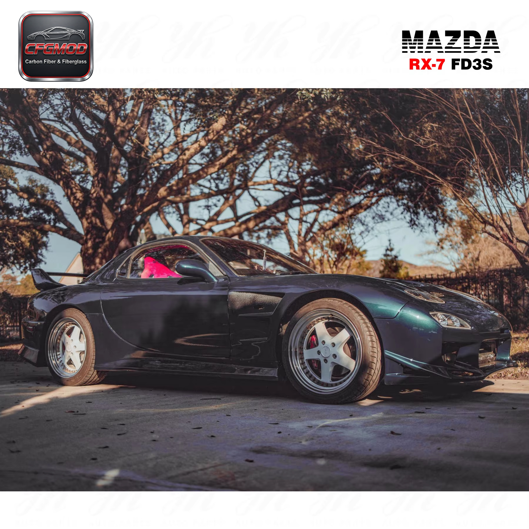 Auto Parts Black Carbon Fiber CF Bodykit for 1992-1997 RX7 FD3S BN-Sports Style Front Fenders +25mm — 10