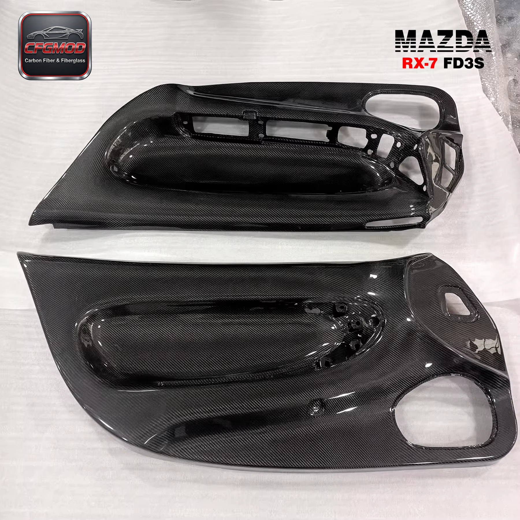 Carbon Fiber Black 1992-1997 RX7 FD3S Inner Door RHD Panel Replacement Door Card Cover Trim 2 Pcs 100% Fitment — 8