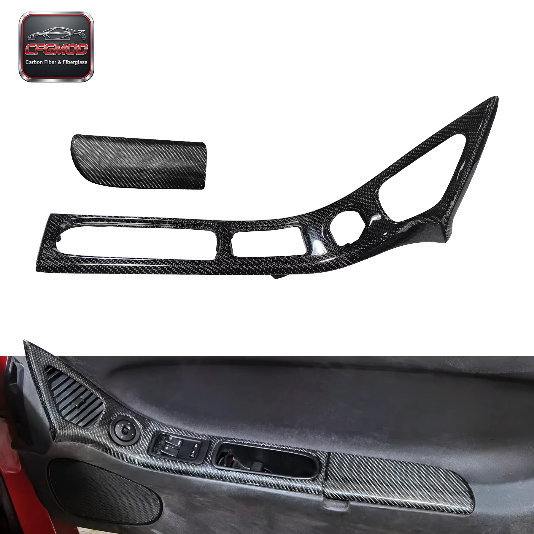 2000-2002 RX7 FD3S RHD Inner Door Handle Replacement Interior Kits Left and Right Sides Carbon Fiber Black Polished — 1