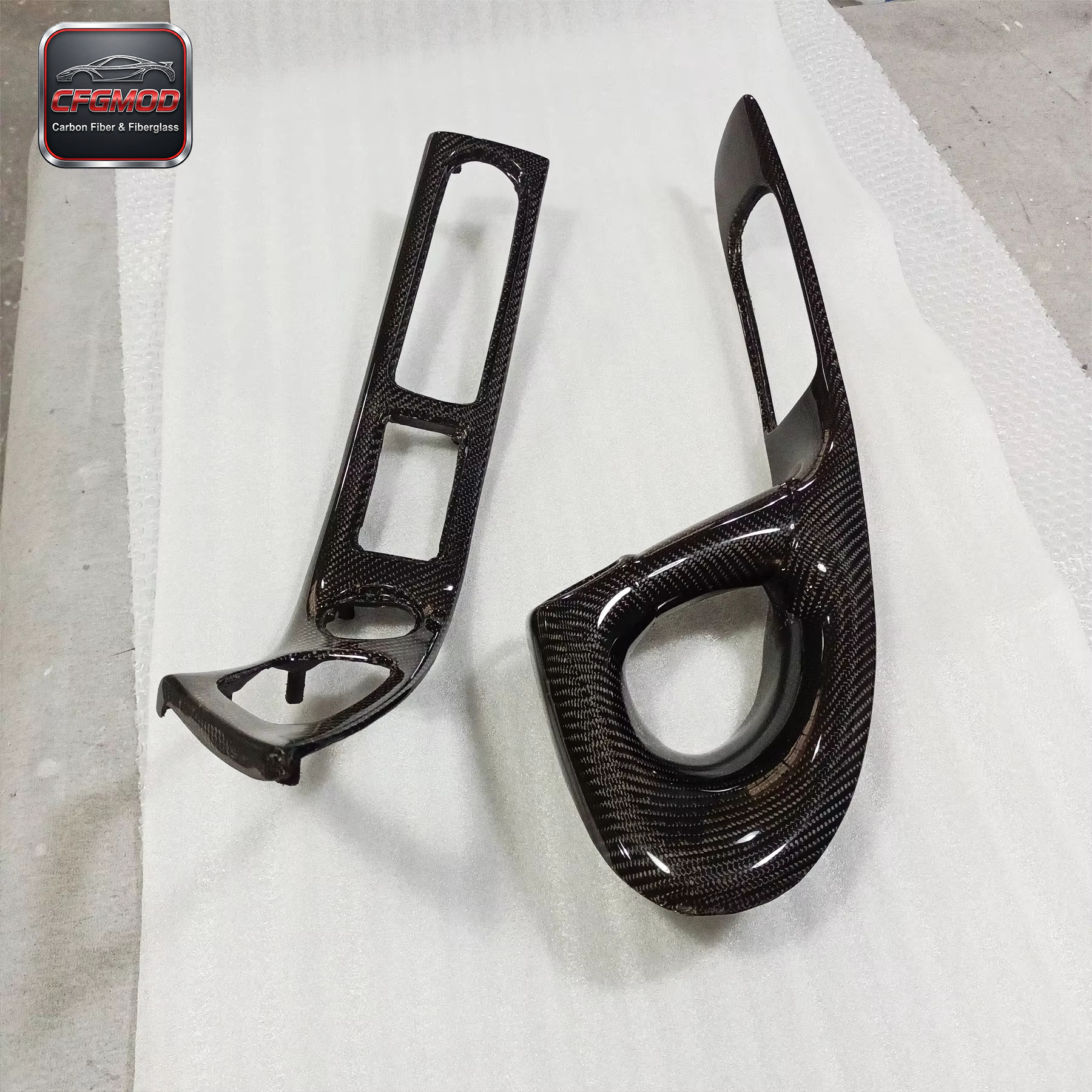 2000-2002 RX7 FD3S RHD Inner Door Handle Replacement Interior Kits Left and Right Sides Carbon Fiber Black Polished — 4