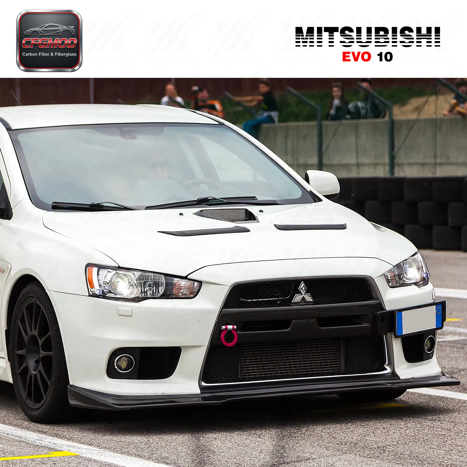 New Polished Carbon Fiber Front Lip for EVO 10 Ralliart — 1