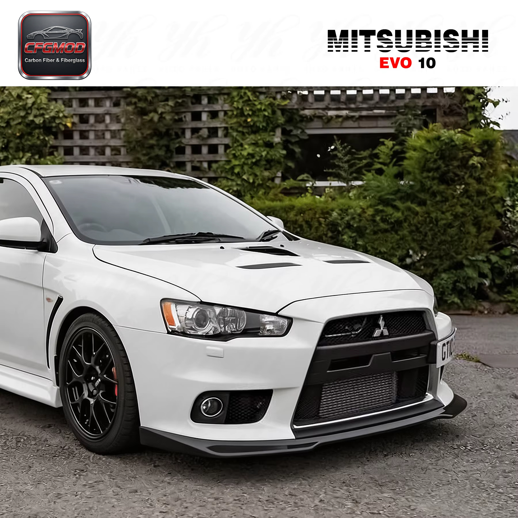 New Polished Carbon Fiber Front Lip for EVO 10 Ralliart — 6