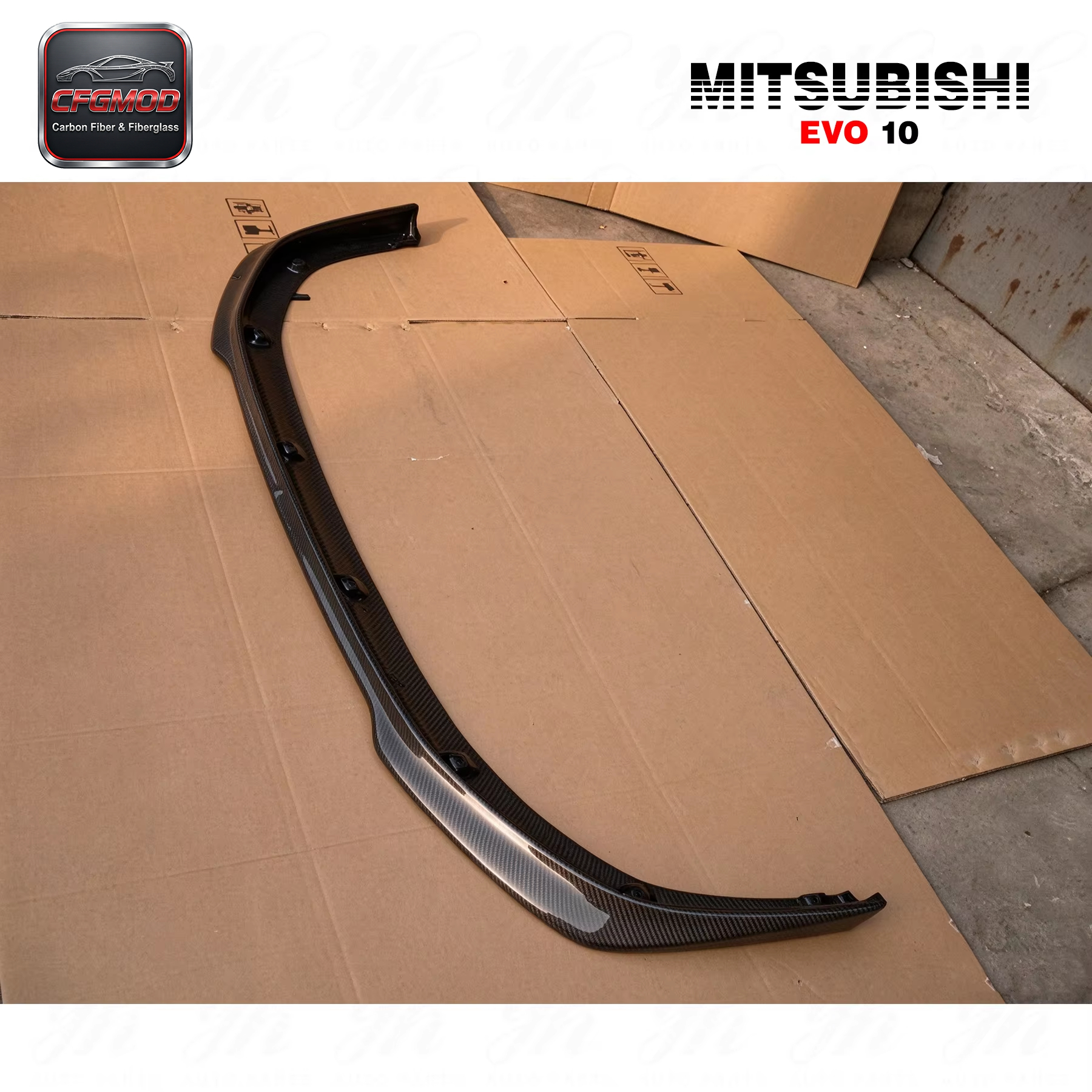 New Polished Carbon Fiber Front Lip for EVO 10 Ralliart — 8