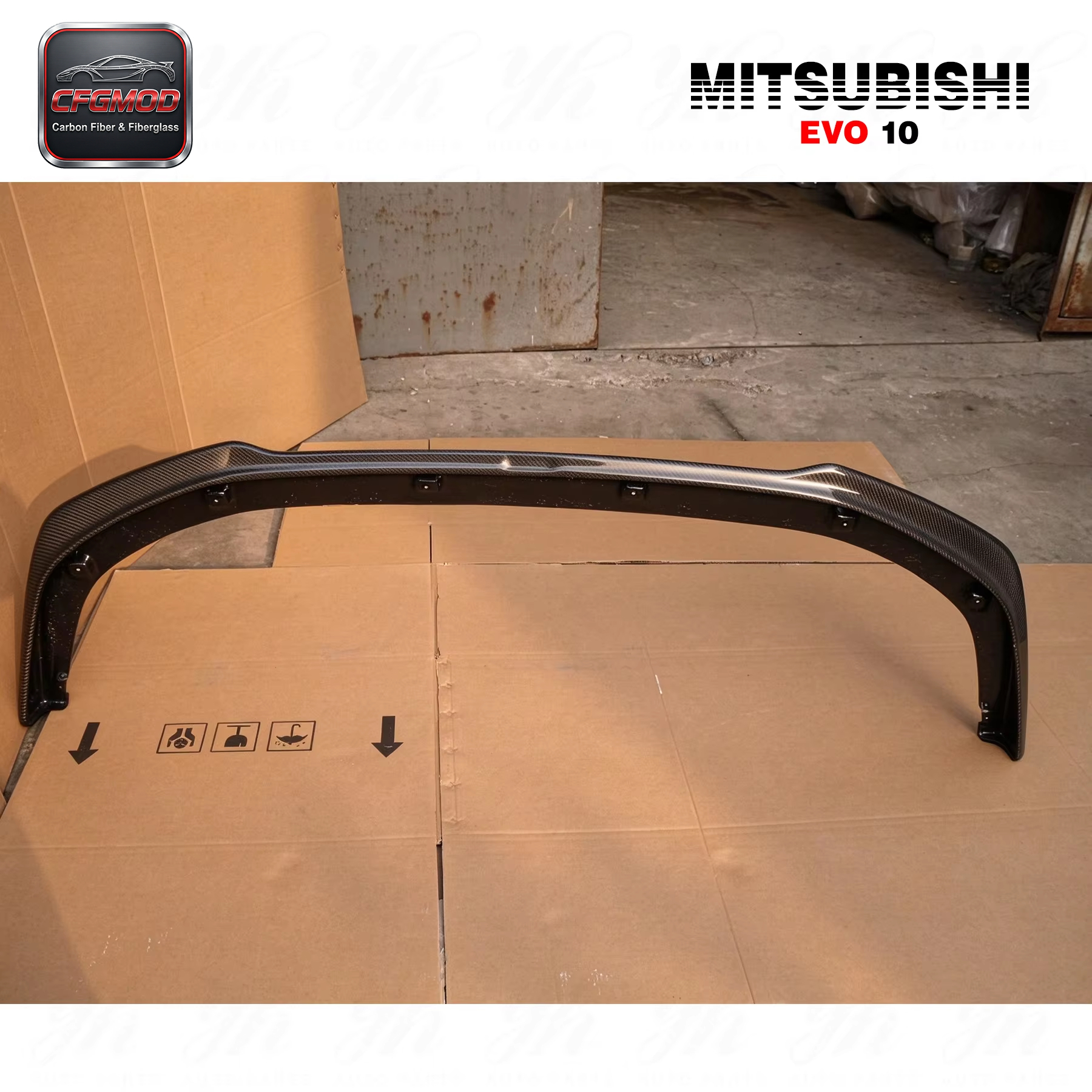 New Polished Carbon Fiber Front Lip for EVO 10 Ralliart — 9