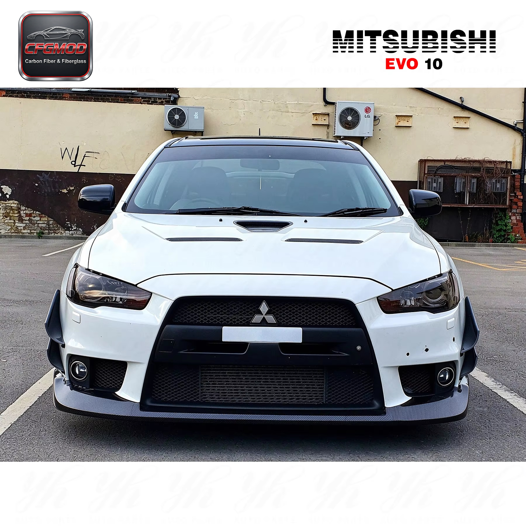 For Evo 10 Carbon Fiber Bumper Canard Carbon — 6