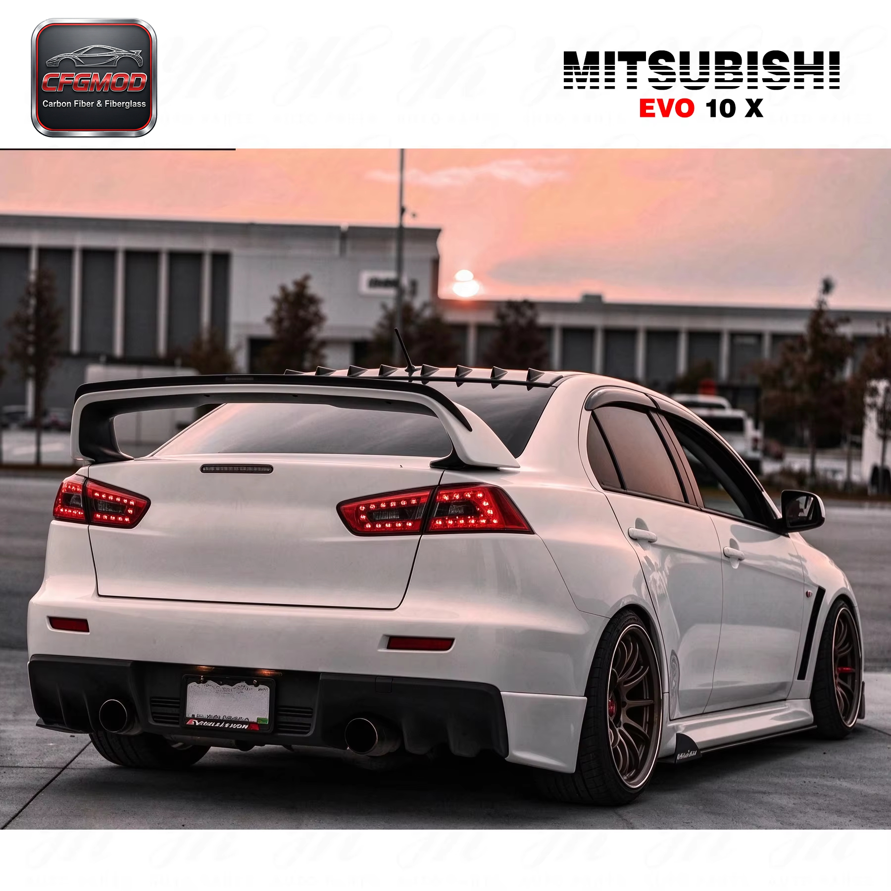 Black Carbon Vortex Generator Roof Wing Rear Spoiler for Mitsubishi Lancer EVO 10 08-09 CZ4A — 2