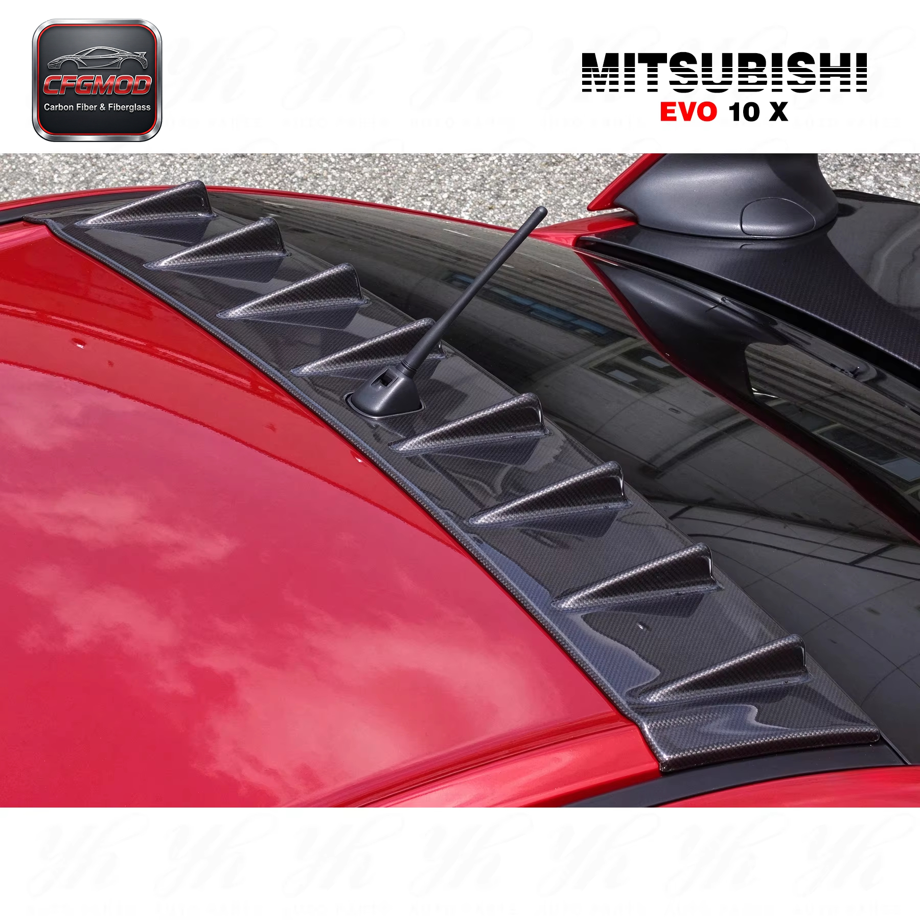 Black Carbon Vortex Generator Roof Wing Rear Spoiler for Mitsubishi Lancer EVO 10 08-09 CZ4A — 4
