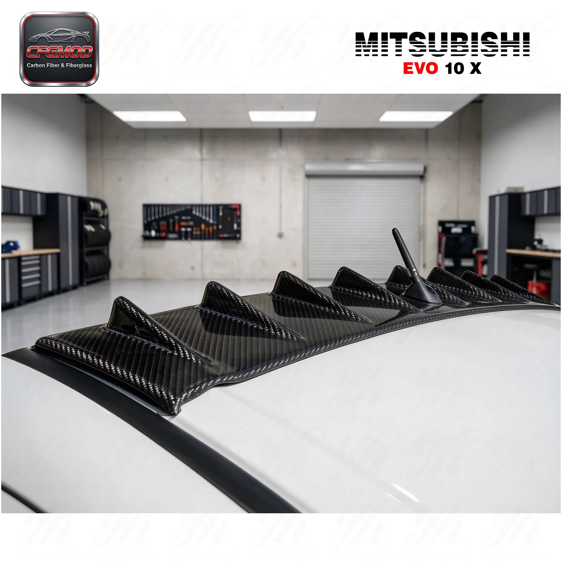 Black Carbon Vortex Generator Roof Wing Rear Spoiler for Mitsubishi Lancer EVO 10 08-09 CZ4A — 5