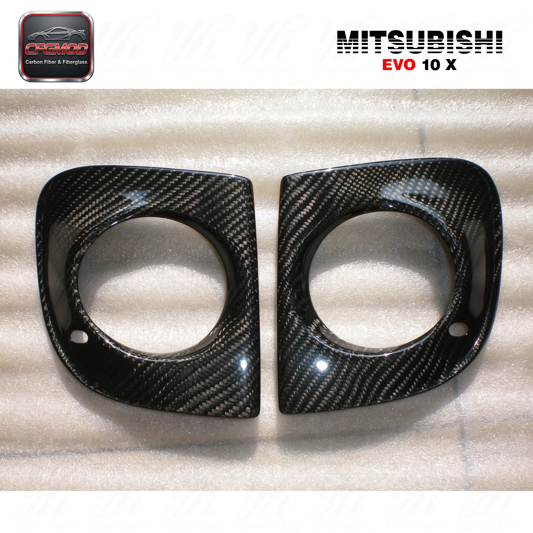 Carbon Fiber CF Body Kit for 2008-2012 Lancer Evolution X EVO 10 Fog Lights Lamps Replacement Cover — 5