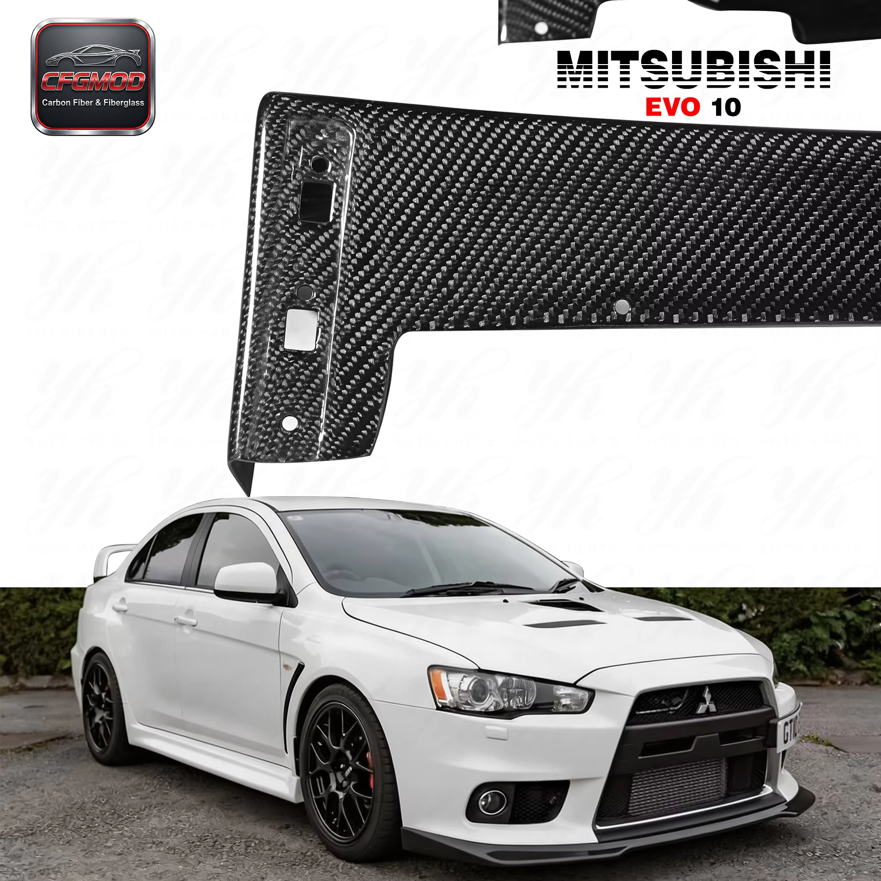 Black Carbon Fiber Sexy Style Side Skirt for Mitsubishi Lancer Evolution EVO X 10 with — 4