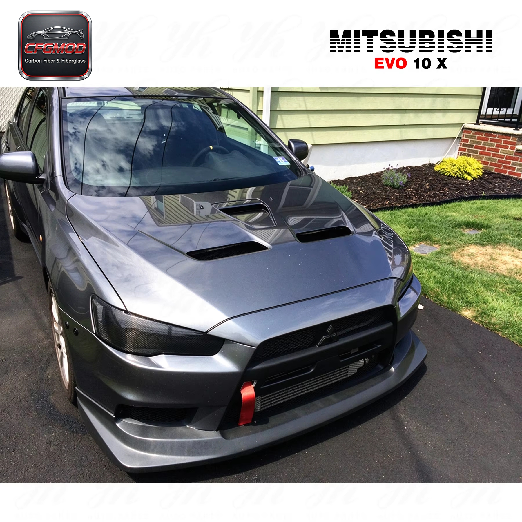 Glass Fiber Evolution EVO 10 X Headlight Block Out Panel Replacement (Pair) FRP — 6
