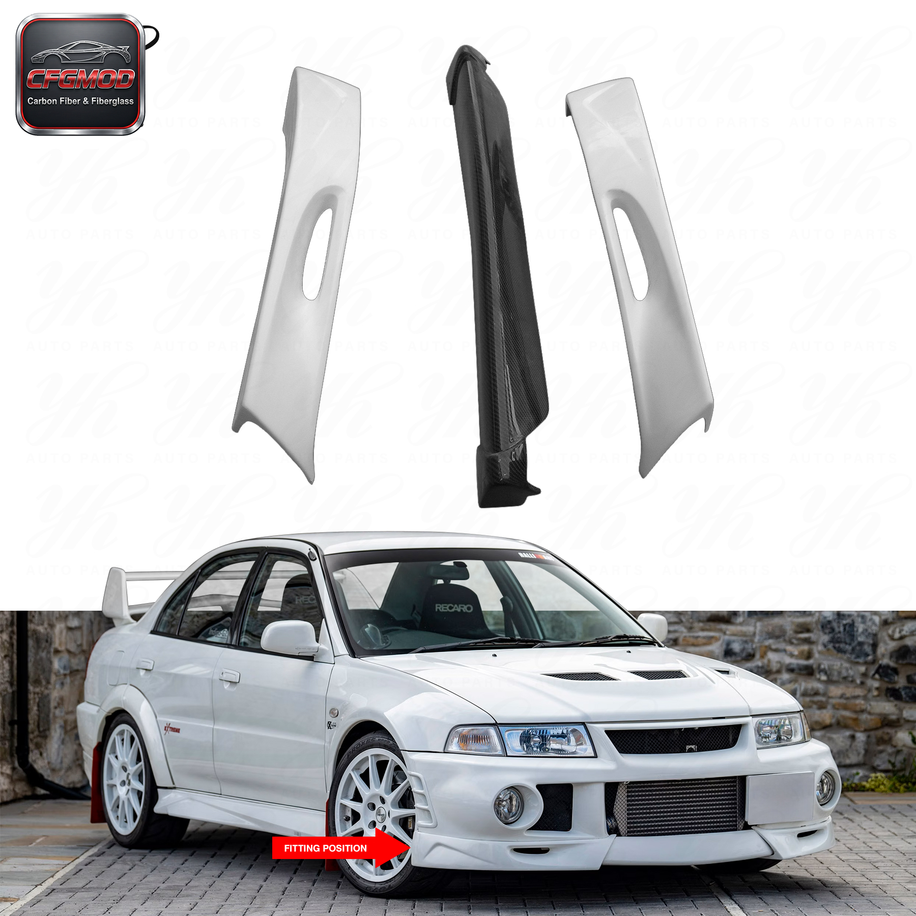 For Car Front Lip (3pcs) for Evolution Evo 6 Limited Edition Extreme Style Carbon Fiber and Glass Fiber — 2