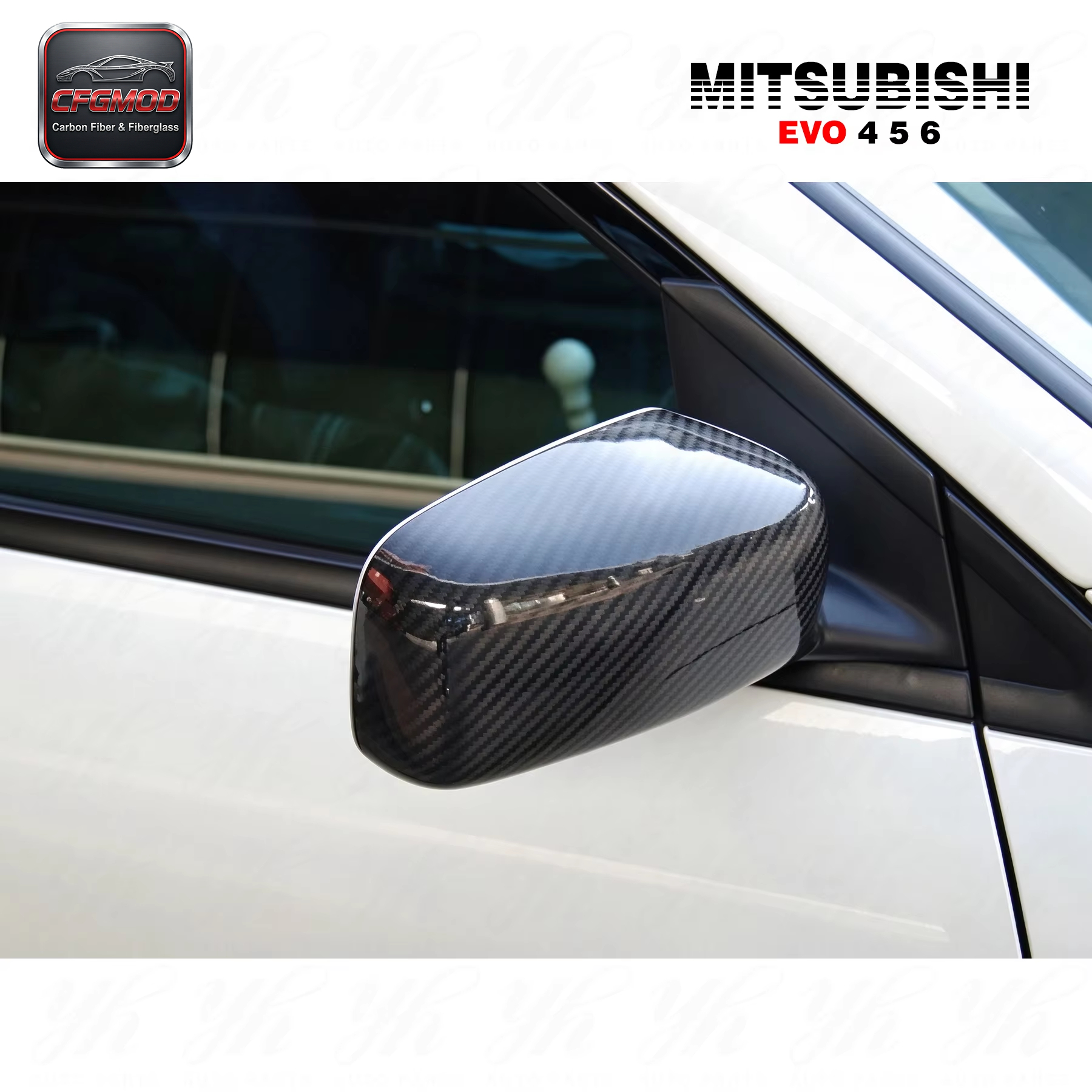 Auto Accessories Bodykit for CF Evolution EVO 4 5 6 Mirror Cover Replacement Frame Carbon Fiber — 1