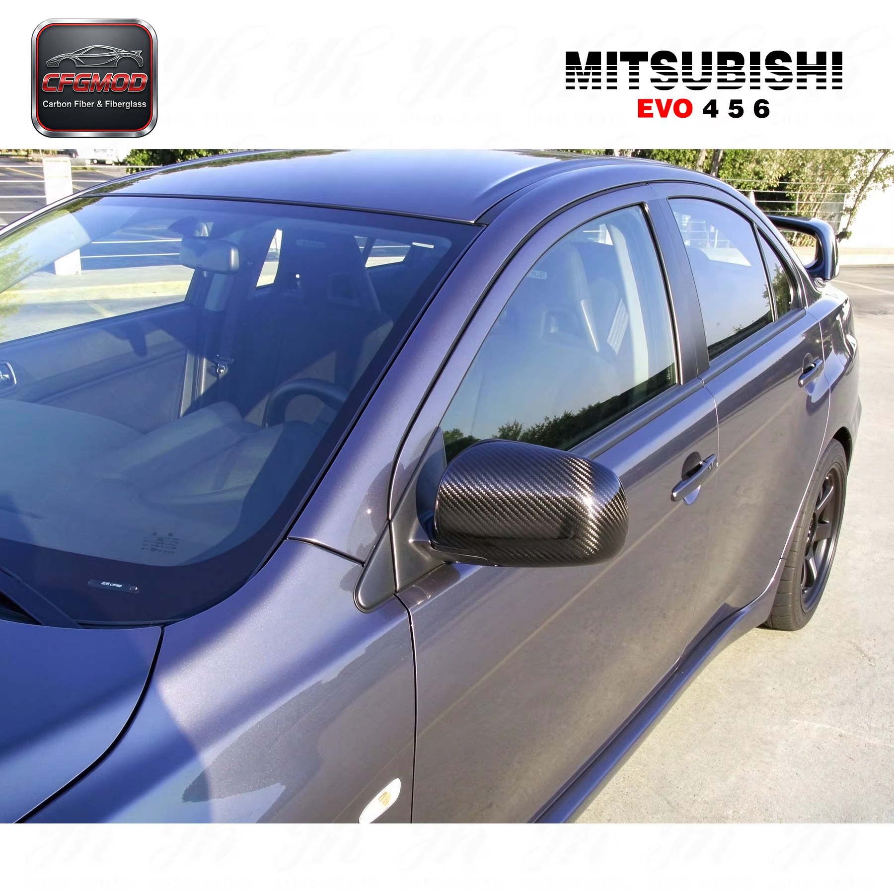 Auto Accessories Bodykit for CF Evolution EVO 4 5 6 Mirror Cover Replacement Frame Carbon Fiber — 8
