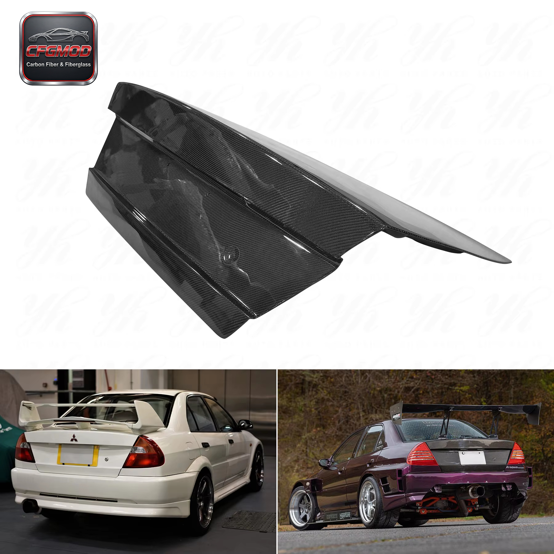 Perfect Fitment Black Carbon Fiber Rear Trunk Lid Cover for Mitsubishi Lancer Evolution 4 5 6 EVO4 EVO5 EVO6 Upgrades — 3