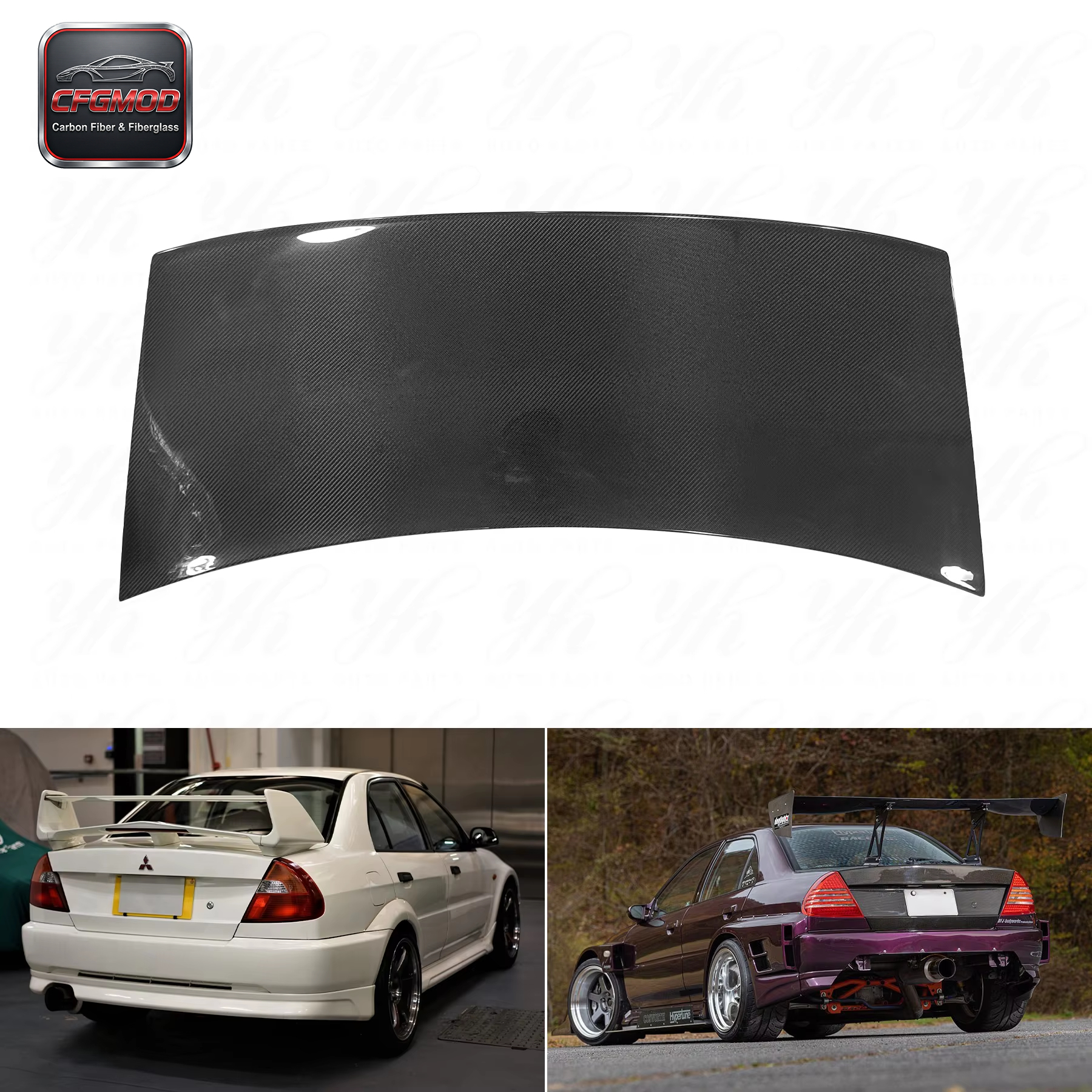 Perfect Fitment Black Carbon Fiber Rear Trunk Lid Cover for Mitsubishi Lancer Evolution 4 5 6 EVO4 EVO5 EVO6 Upgrades — 4
