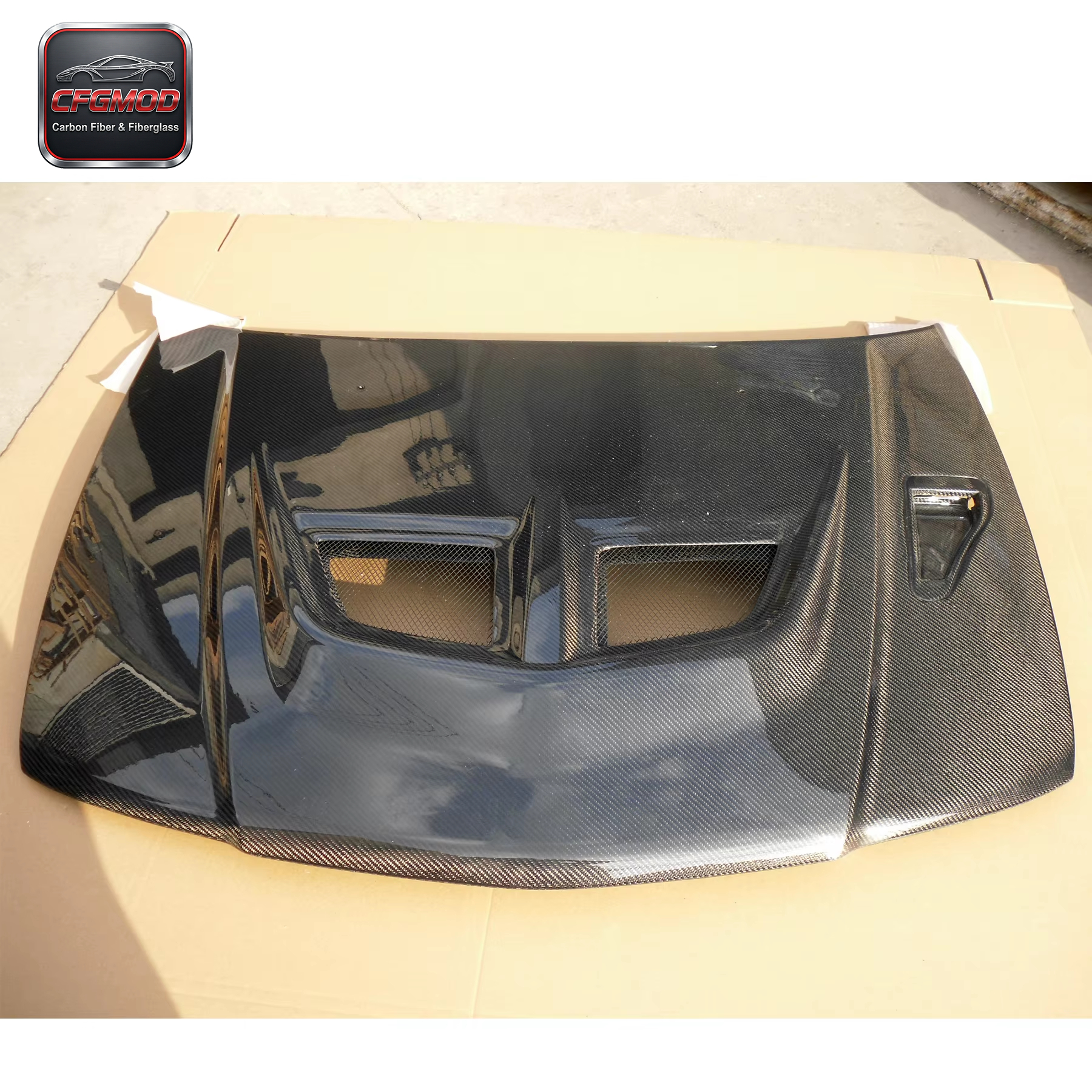 New High Quality Black 3K Twill Weave Carbon Fiber Bonnet for EVO 5 6 with — 4