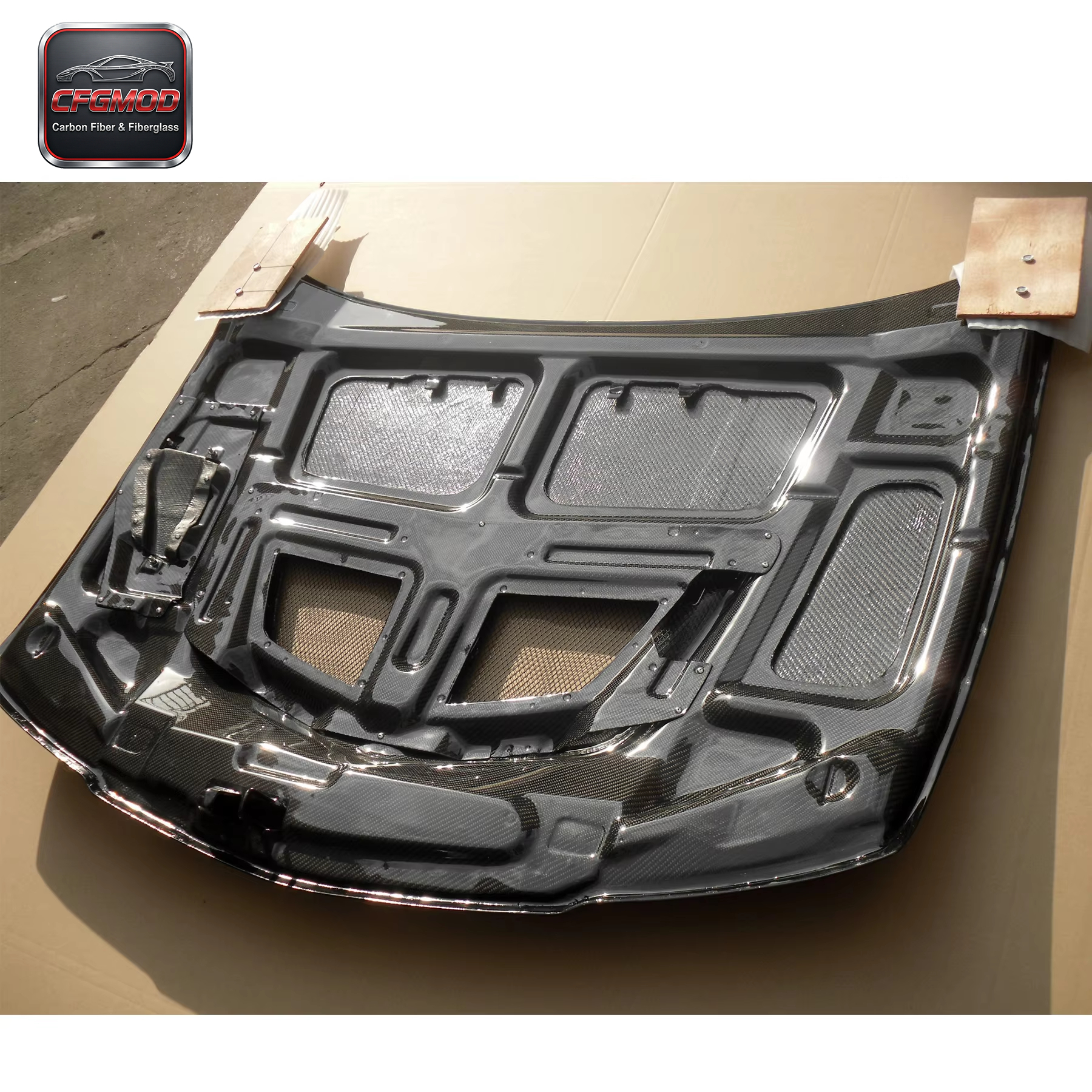 New High Quality Black 3K Twill Weave Carbon Fiber Bonnet for EVO 5 6 with — 5
