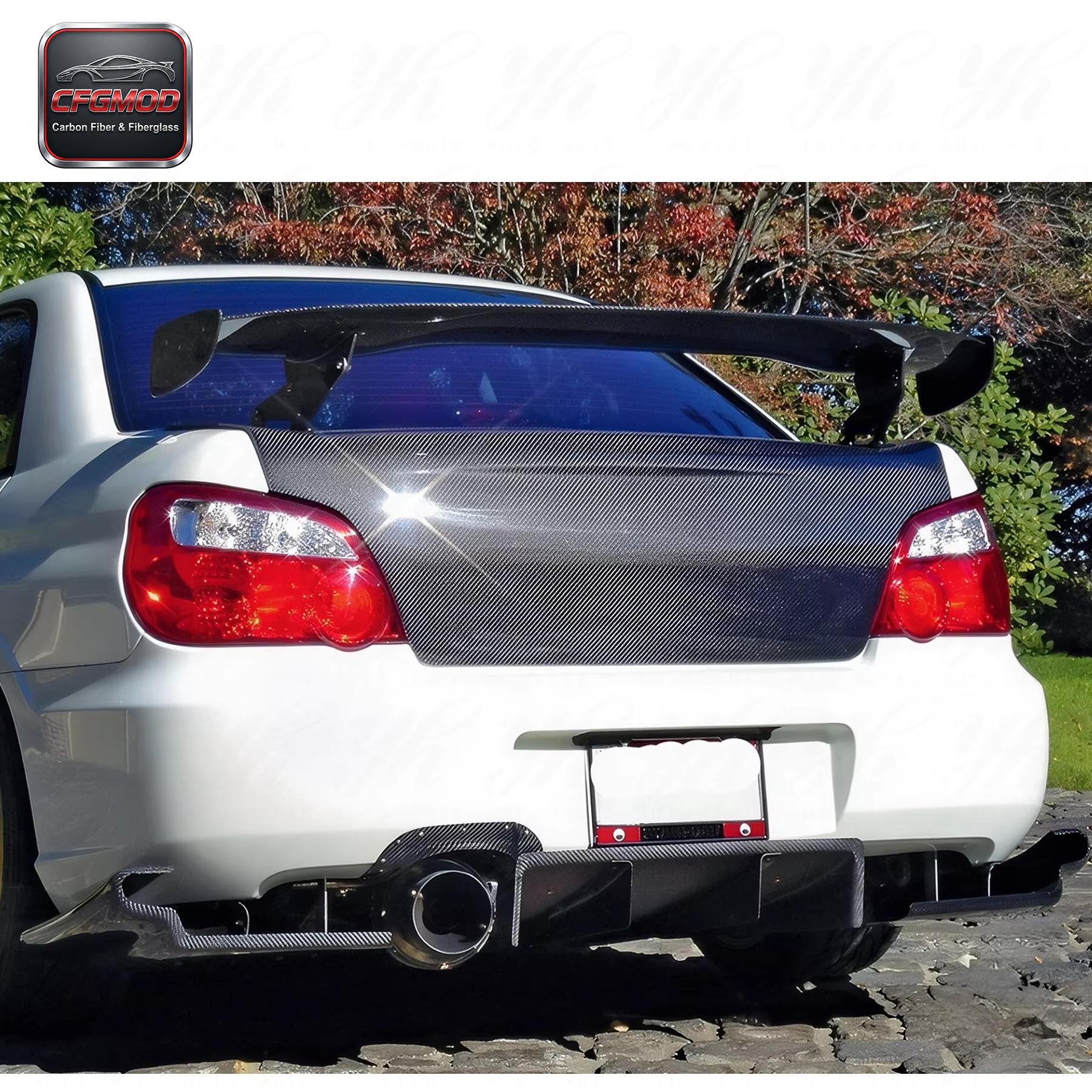 For CF Universal Rear Bumper Side Diffuser (Fit All Models for EVO & Subaru) Carbon Fiber — 4
