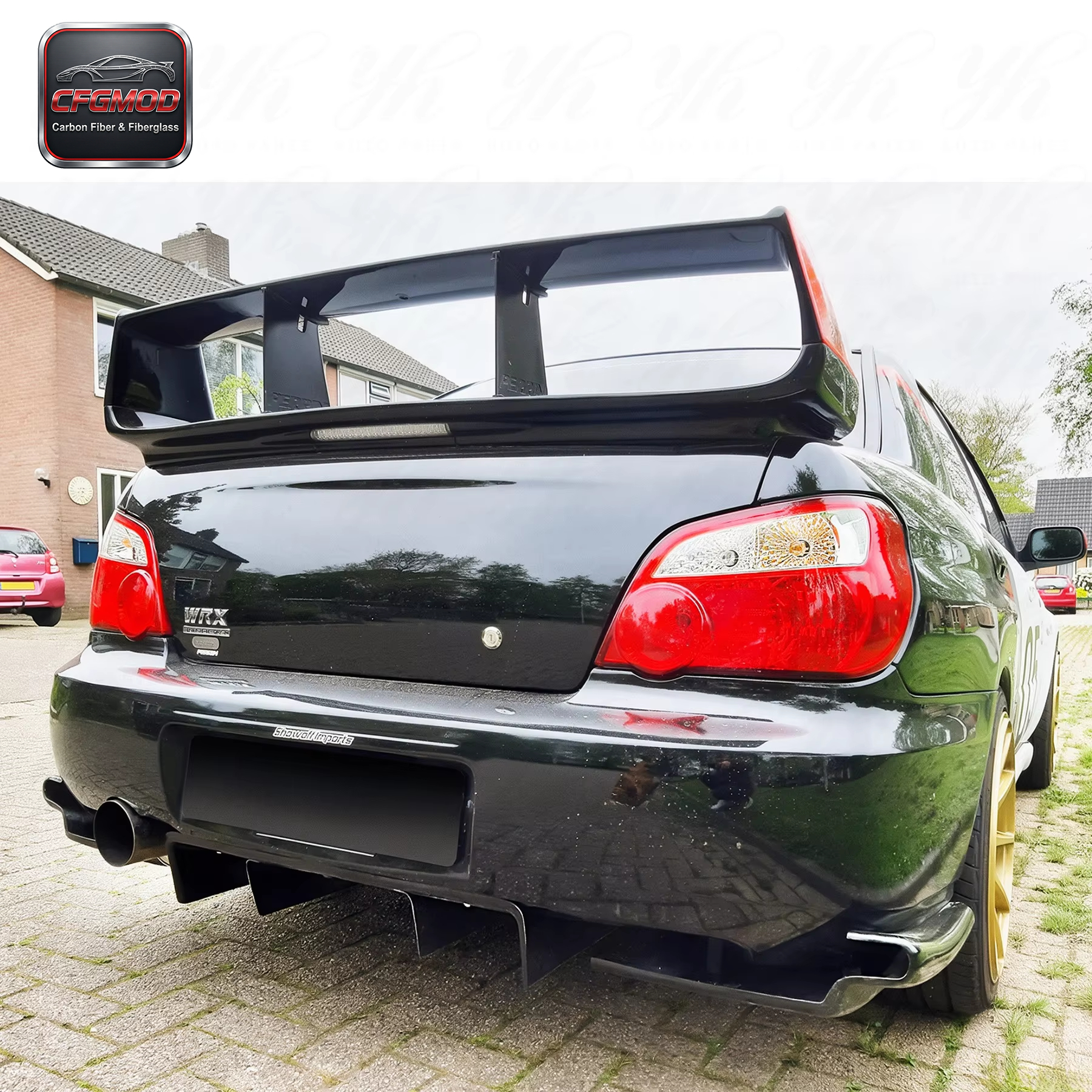 For CF Universal Rear Bumper Side Diffuser (Fit All Models for EVO & Subaru) Carbon Fiber — 9