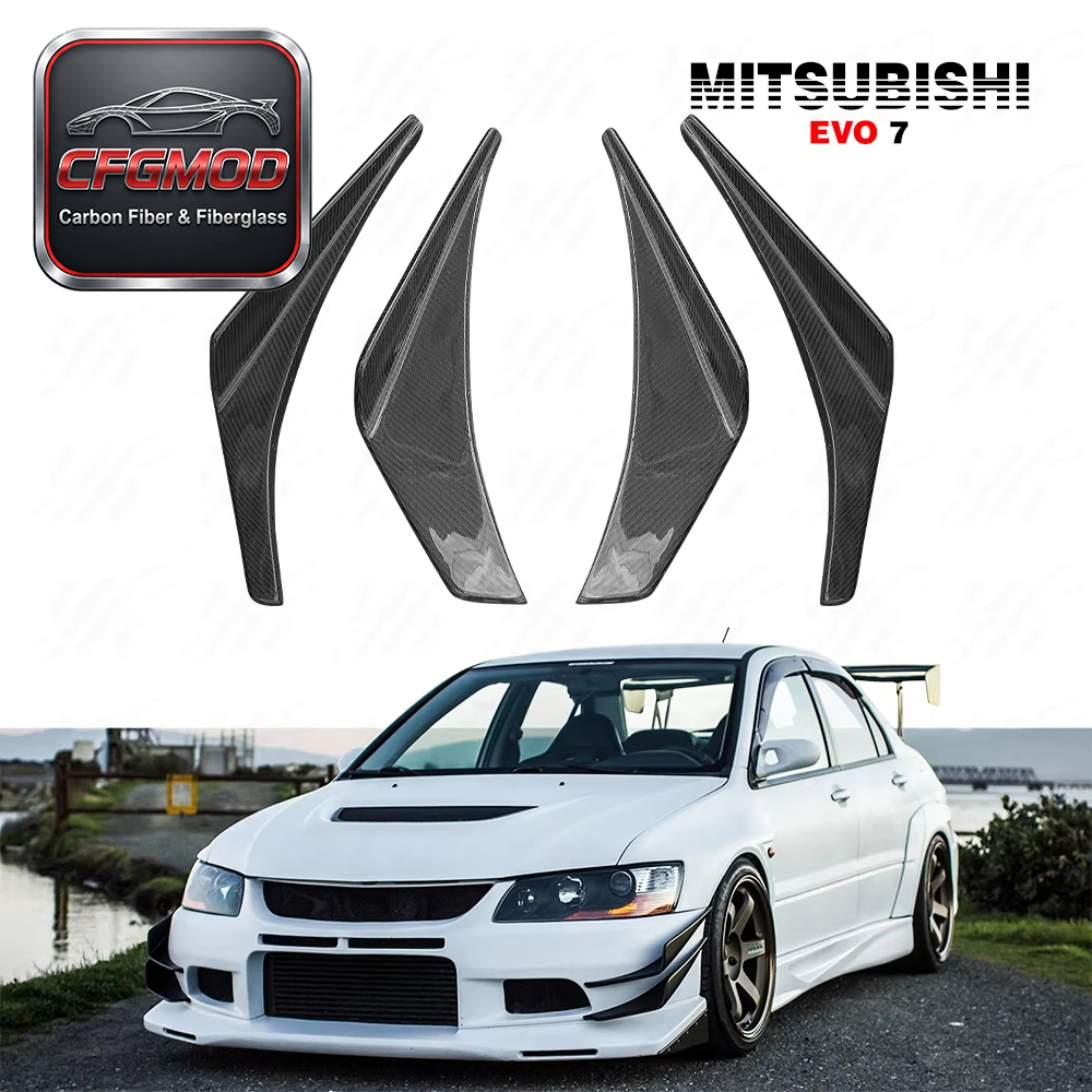 Carbon Fiber OEM Front Bumper 4pcs Splitter Front Bumper Canardsfor Evolution Evo 7 CF — 1