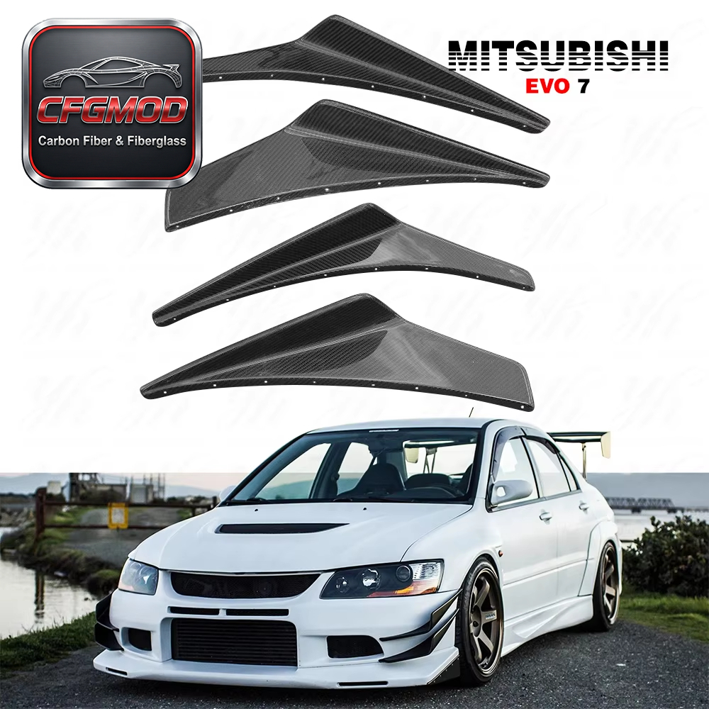 Carbon Fiber OEM Front Bumper 4pcs Splitter Front Bumper Canardsfor Evolution Evo 7 CF — 2