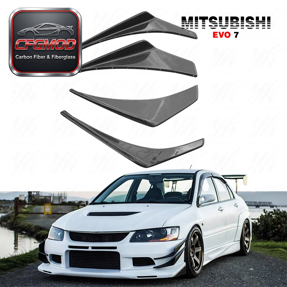 Carbon Fiber OEM Front Bumper 4pcs Splitter Front Bumper Canardsfor Evolution Evo 7 CF — 3