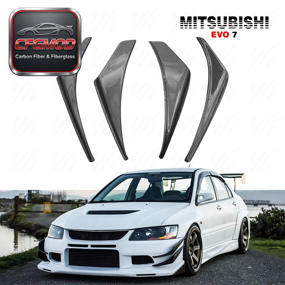 Carbon Fiber OEM Front Bumper 4pcs Splitter Front Bumper Canardsfor Evolution Evo 7 CF — 4