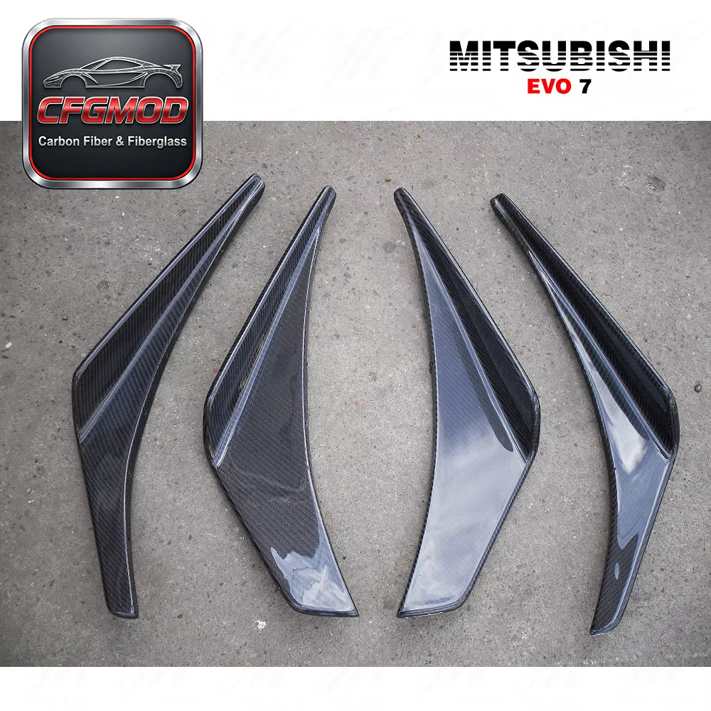 Carbon Fiber OEM Front Bumper 4pcs Splitter Front Bumper Canardsfor Evolution Evo 7 CF — 5