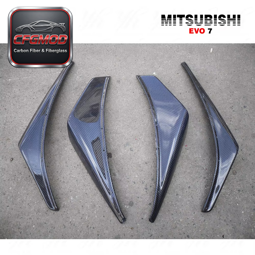 Carbon Fiber OEM Front Bumper 4pcs Splitter Front Bumper Canardsfor Evolution Evo 7 CF — 7