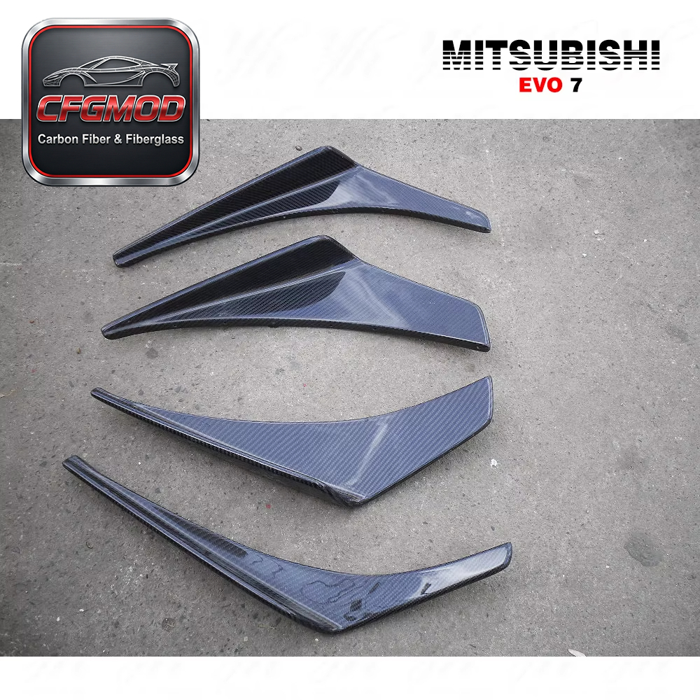 Carbon Fiber OEM Front Bumper 4pcs Splitter Front Bumper Canardsfor Evolution Evo 7 CF — 8