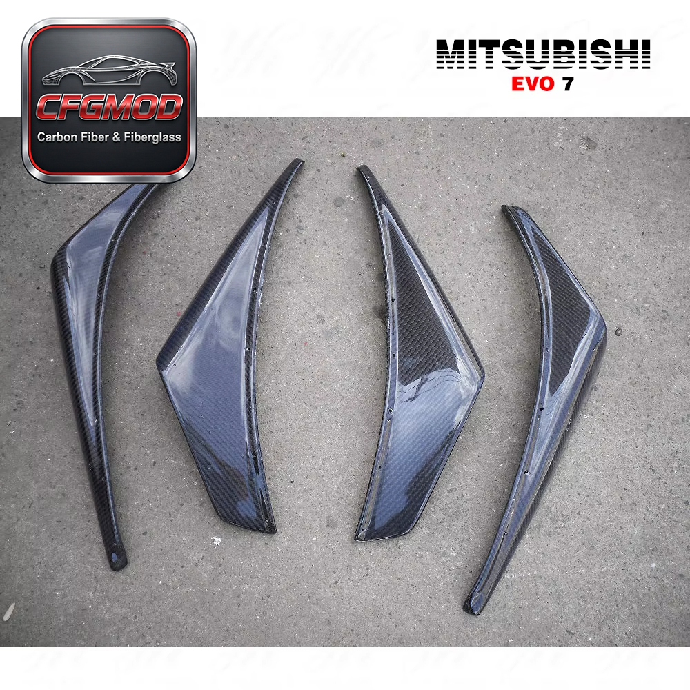 Carbon Fiber OEM Front Bumper 4pcs Splitter Front Bumper Canardsfor Evolution Evo 7 CF — 9