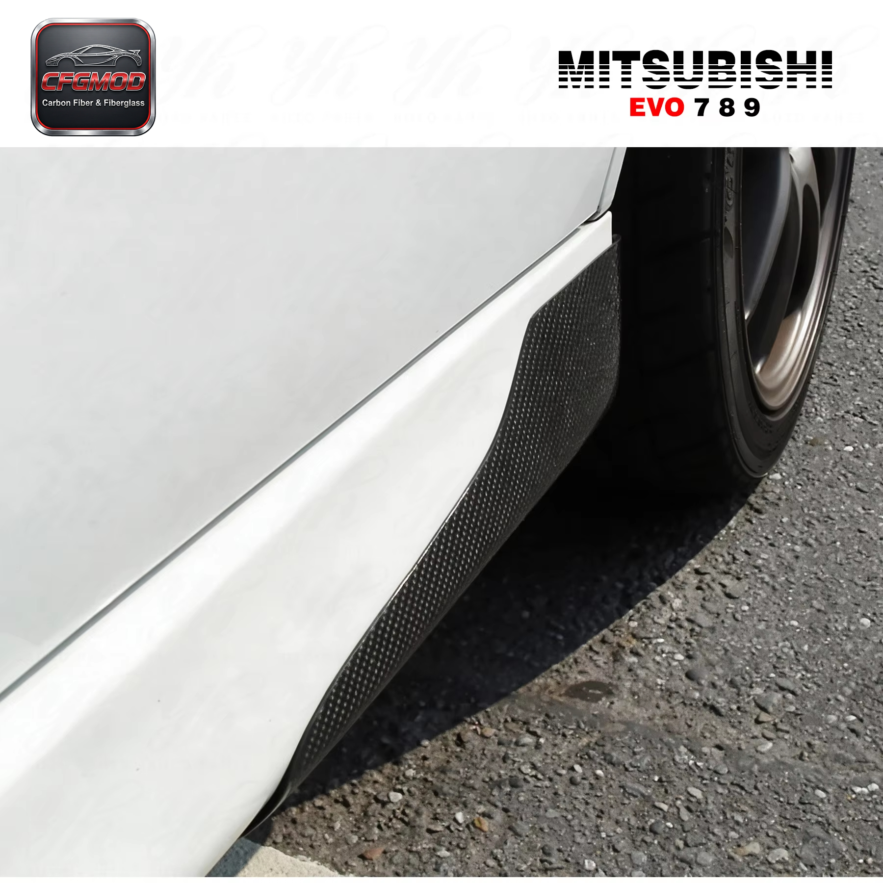 Auto Accessories Bodykit Carbon Fiber CF Side Skirt Addon Spat Extension Corner for 2001-2007 Lancer Evolution EVO 7 8 9 — 1