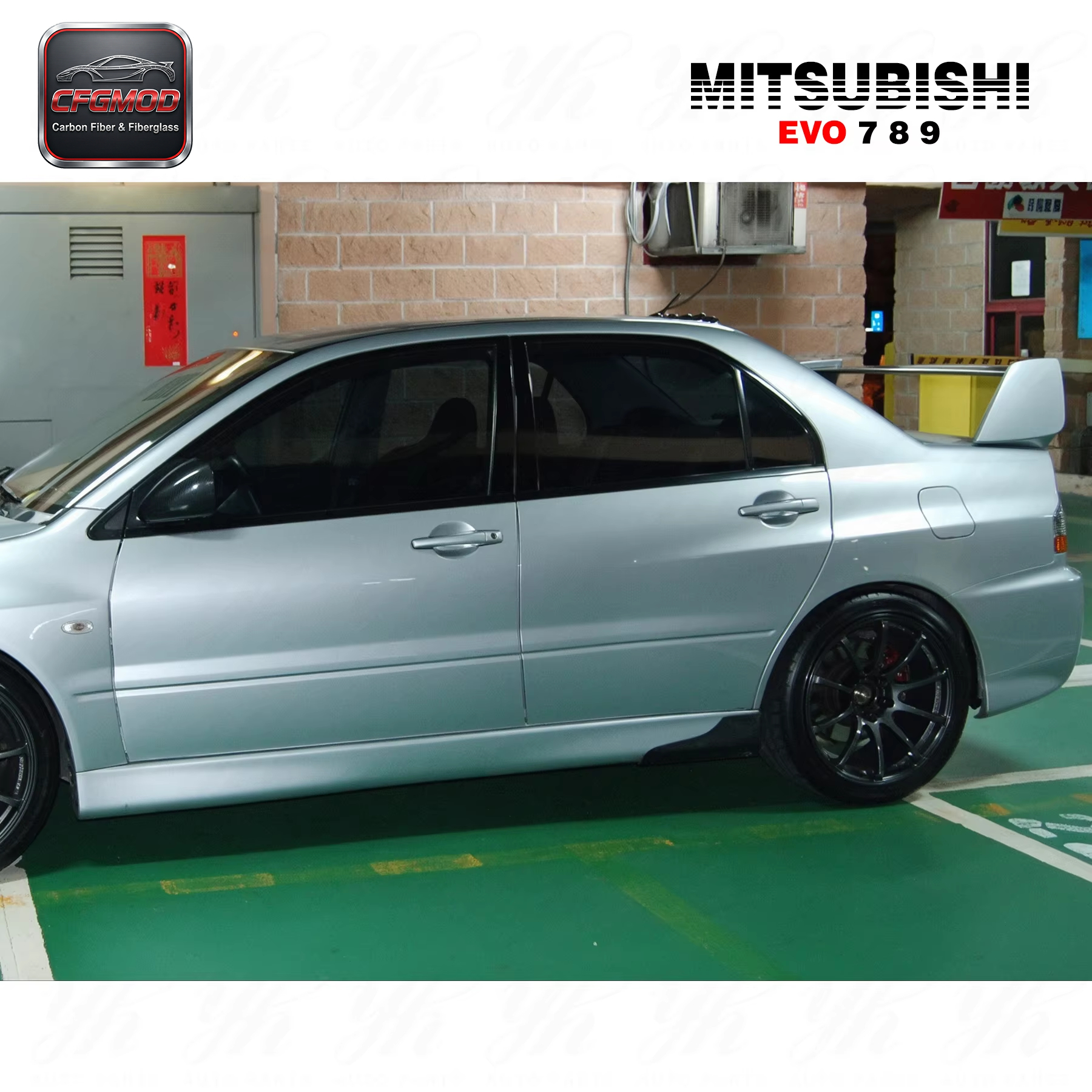 Auto Accessories Bodykit Carbon Fiber CF Side Skirt Addon Spat Extension Corner for 2001-2007 Lancer Evolution EVO 7 8 9 — 4