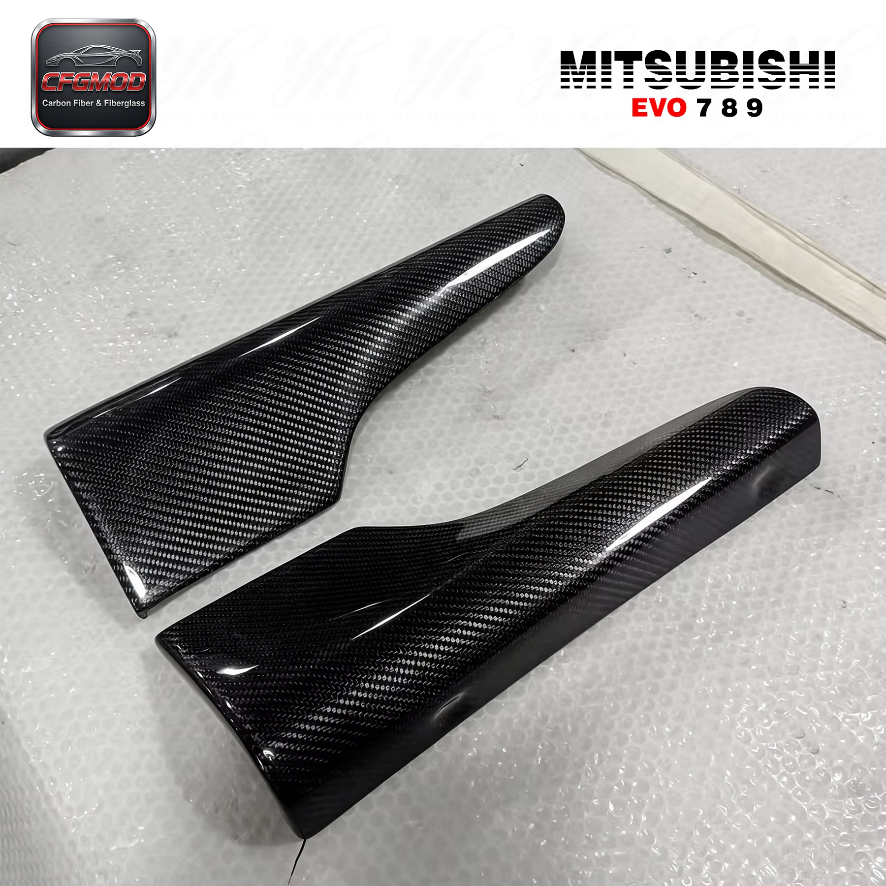 Auto Accessories Bodykit Carbon Fiber CF Side Skirt Addon Spat Extension Corner for 2001-2007 Lancer Evolution EVO 7 8 9 — 9