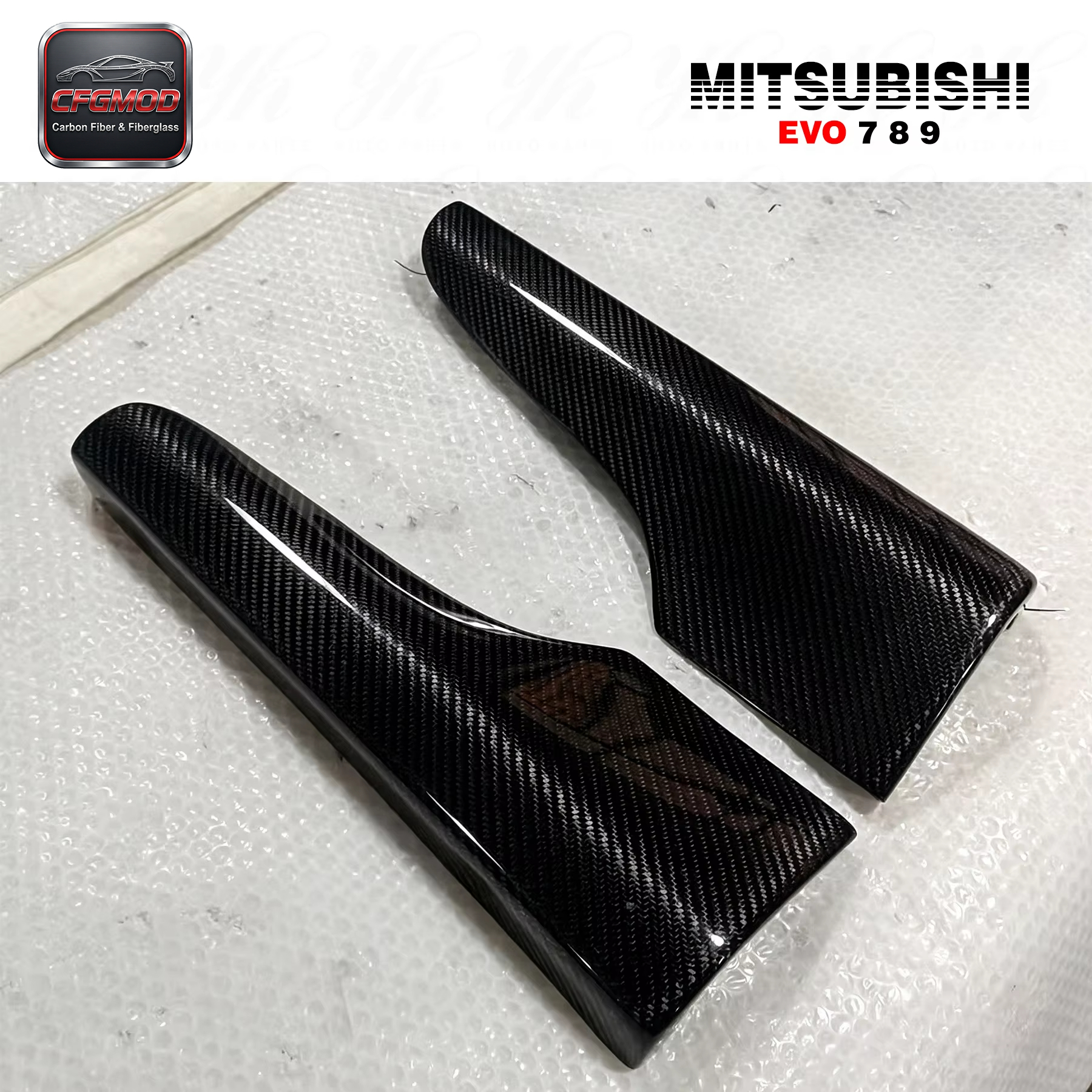 Auto Accessories Bodykit Carbon Fiber CF Side Skirt Addon Spat Extension Corner for 2001-2007 Lancer Evolution EVO 7 8 9 — 10