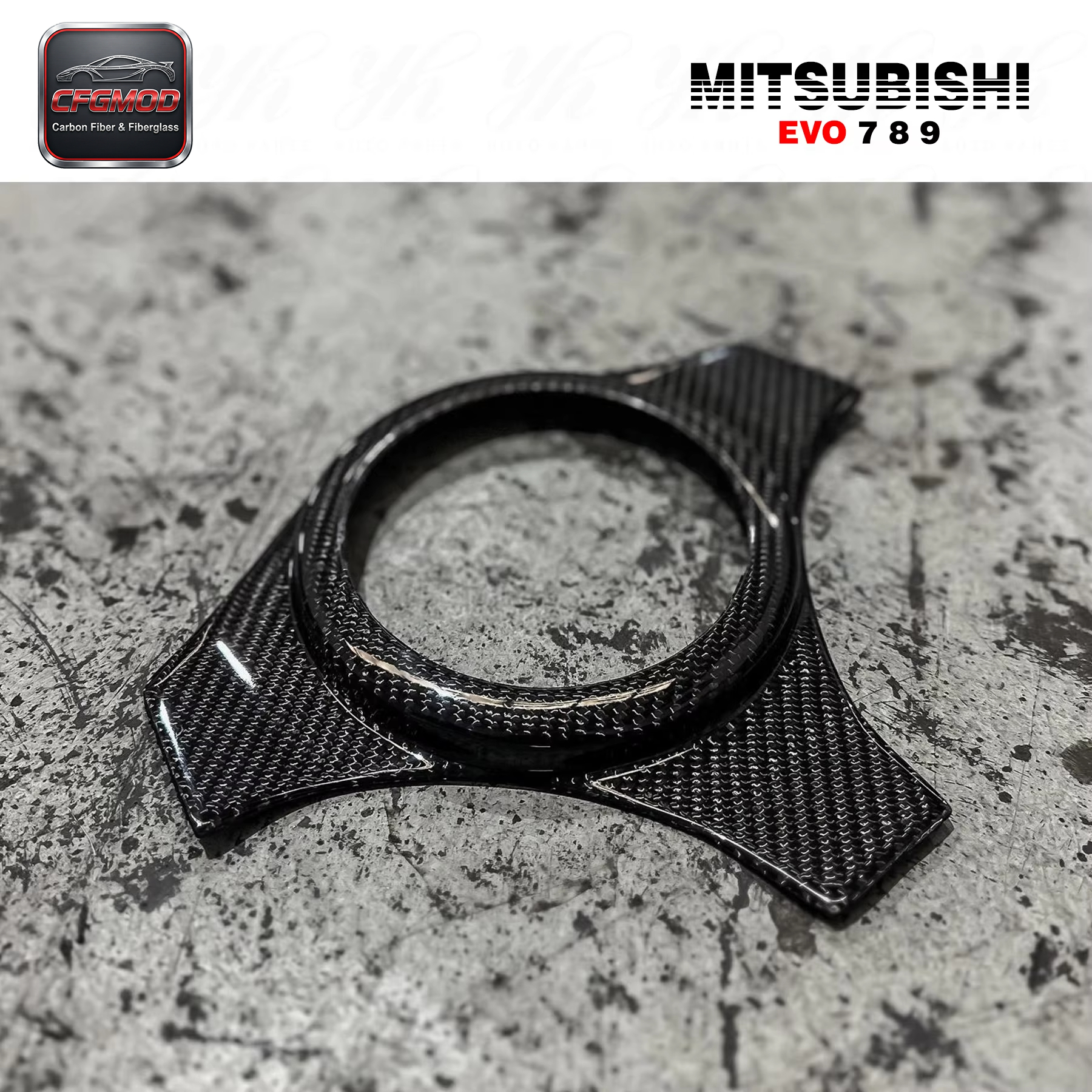 Carbon Fiber Steering Wheel Cover CF for Mitsubishi Lancer EVO 7 8 9 3k Twill Weave High Gloss Finish Black — 10