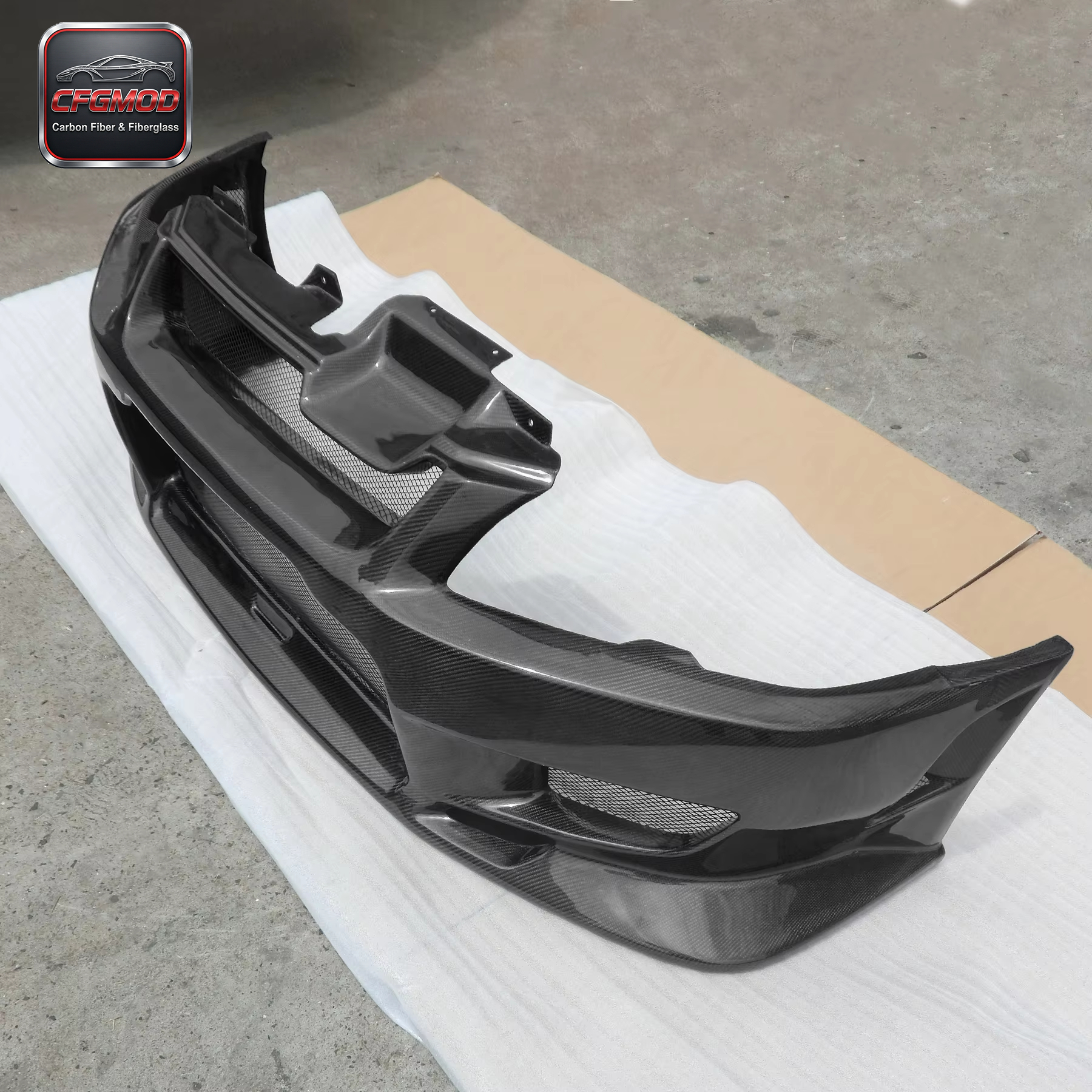 3K Twill Weave Glossy Carbon Fiber C-West Style Rear Bumper Body Kit for Mitsubishi Lancer Evolution EVO 7 VII Tuning Parts — 4