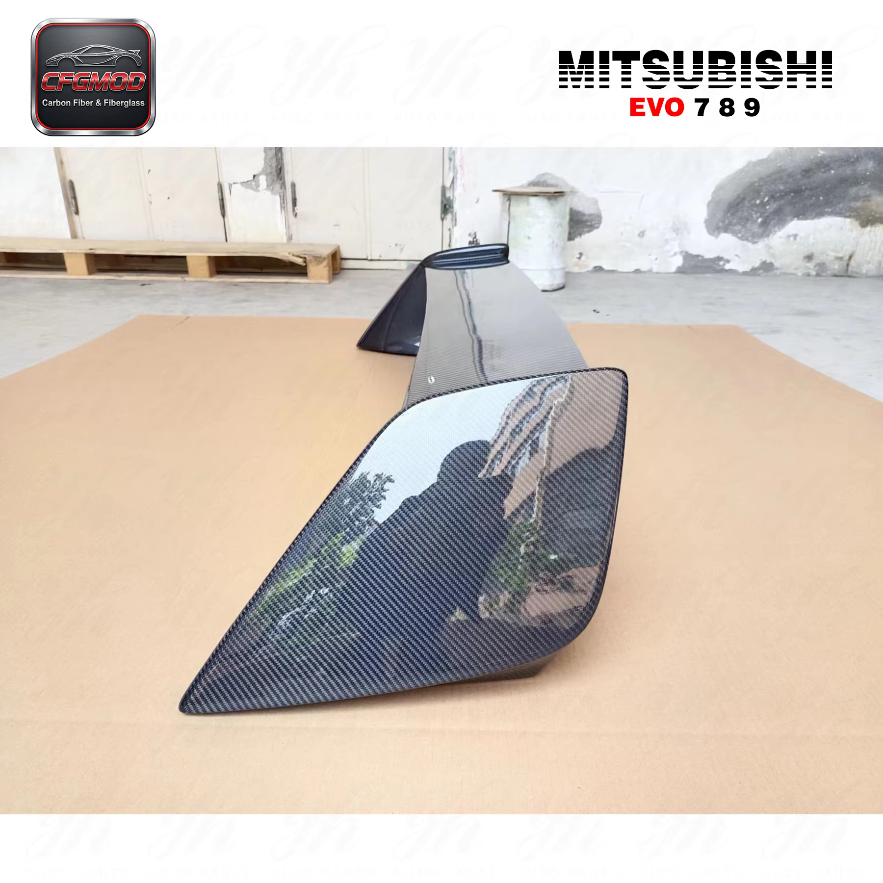 Carbon Fiber FQ Type Rear Spoiler with FRP Legs Single Deck High Glossy Finish for 2001-2007 Mitsubishi Lancer Evolution 7-9 — 9