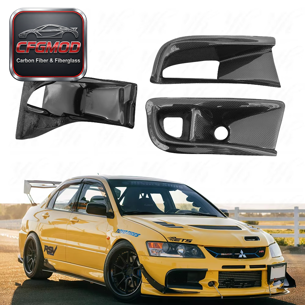 VS Style Carbon Fiber Front Bumper Air Duct Oil Cooler Guide 3Pcs Set for Mitsubishi Lancer Evolution EVO 8 CT9A — 1
