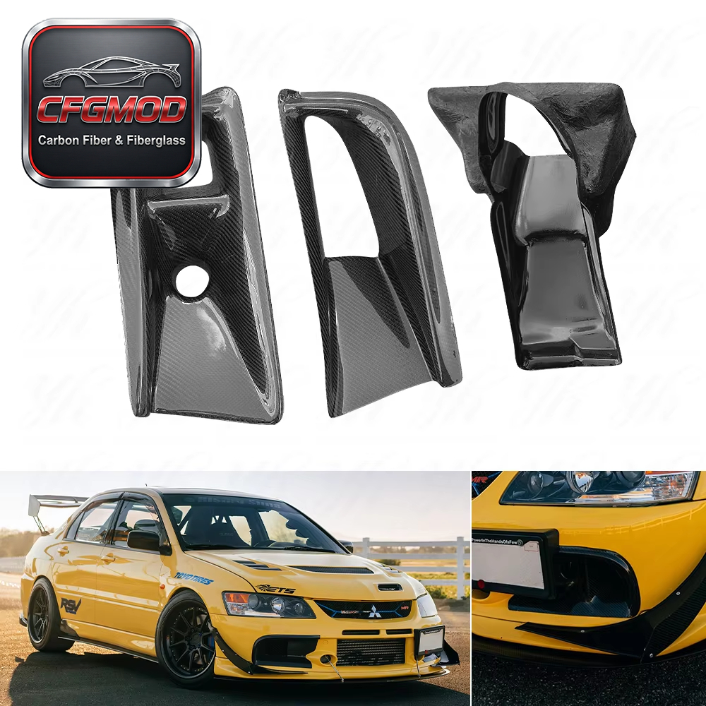 VS Style Carbon Fiber Front Bumper Air Duct Oil Cooler Guide 3Pcs Set for Mitsubishi Lancer Evolution EVO 8 CT9A — 2