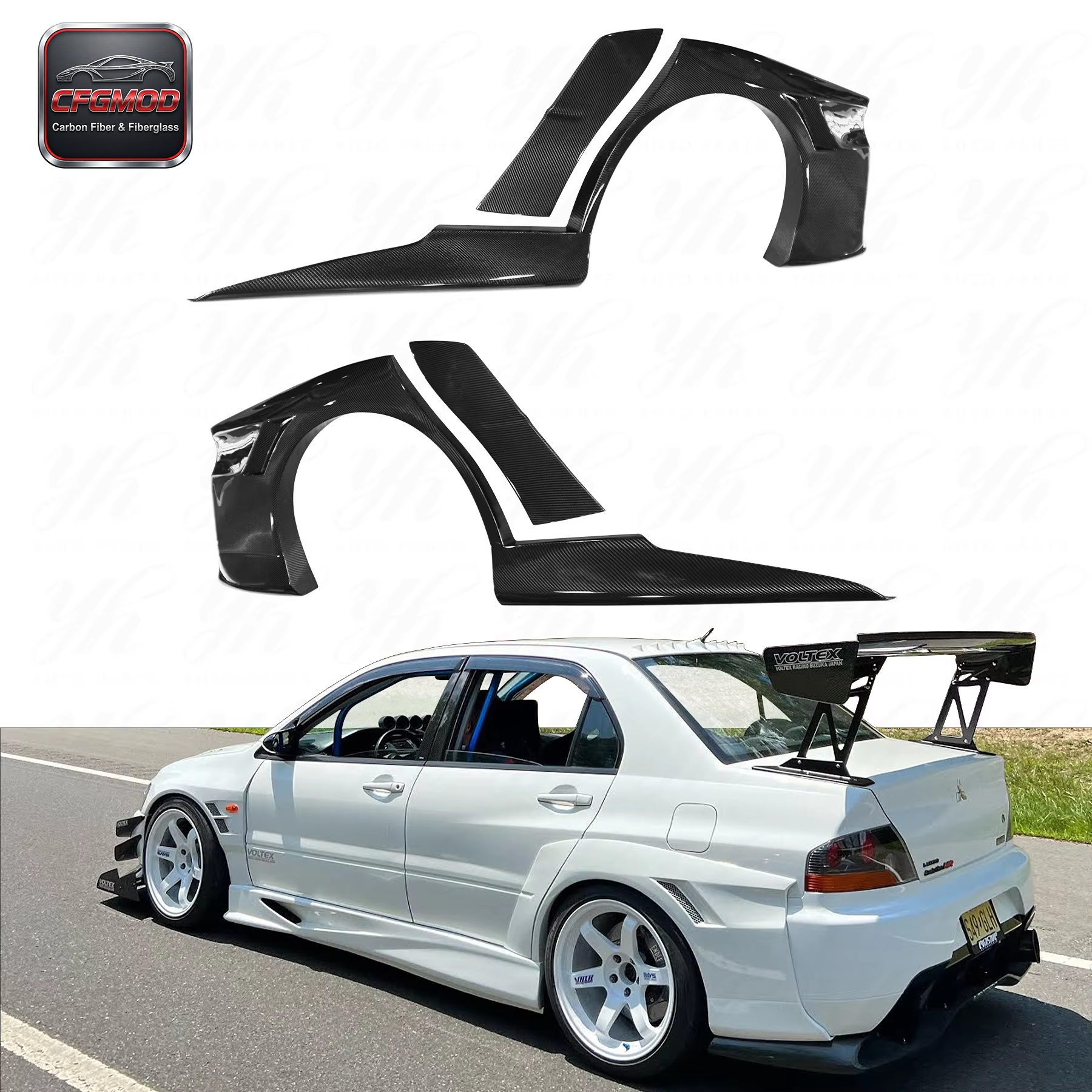 Brand Black FRP Carbon Fiber 2006-2007 Mitsubishi EVO 8 9 VC VTX Cyber Rear Over Fender — 4